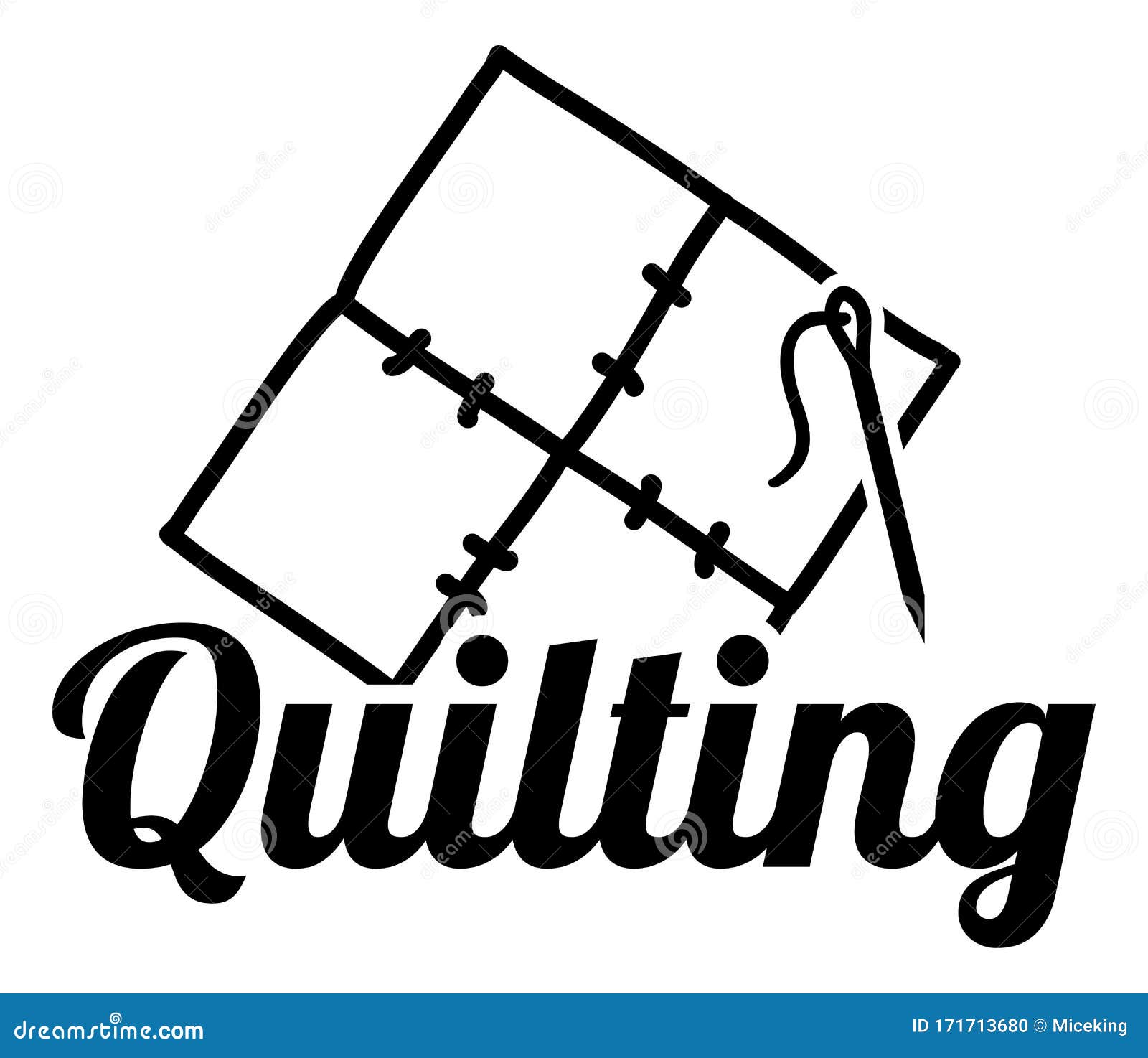 Quilting Textile and Needle Icon Stock Vector Illustration of