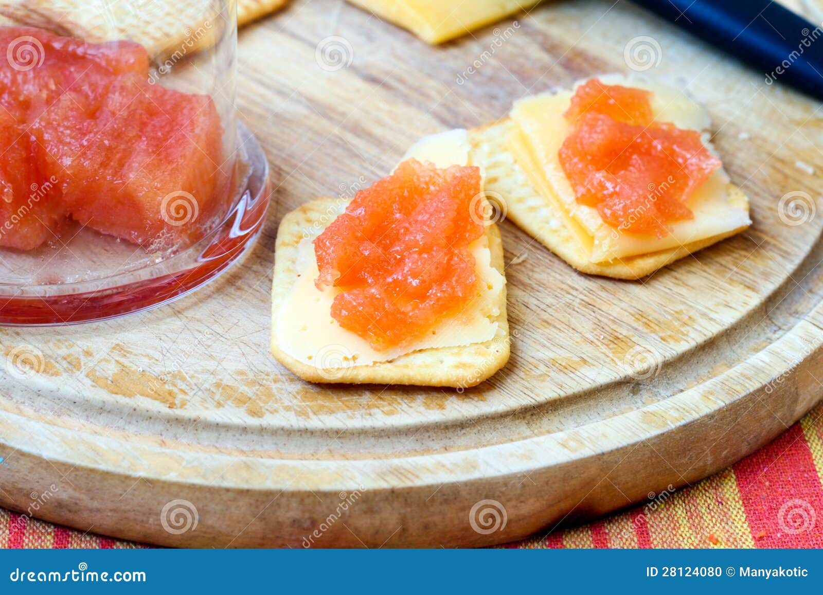Quince Jelly, Cheese, Crackers Stock Photo Image of canapacopy, sweet