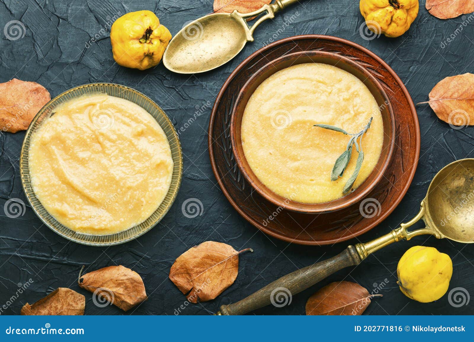 Quince puree soup stock photo. Image of bowl, homemade 202771816