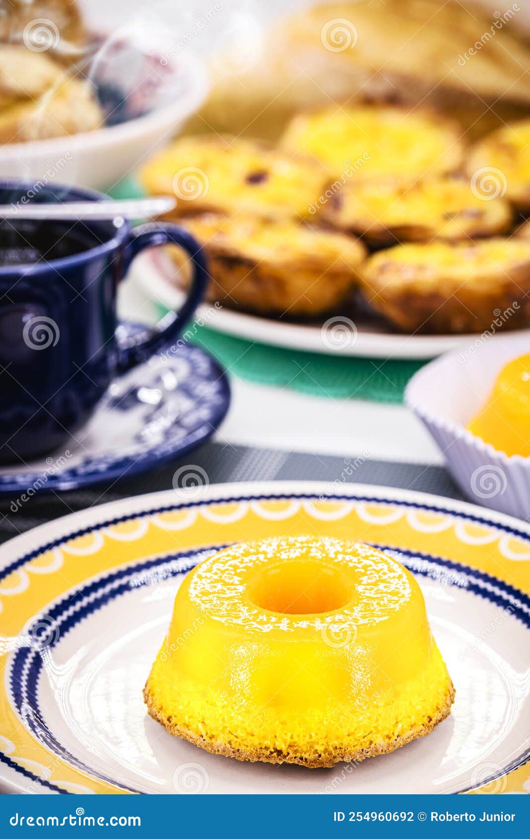 quindim or brisa do lis, typical sweet from brazil and portugal, made with egg yolks, almonds or grated coconut