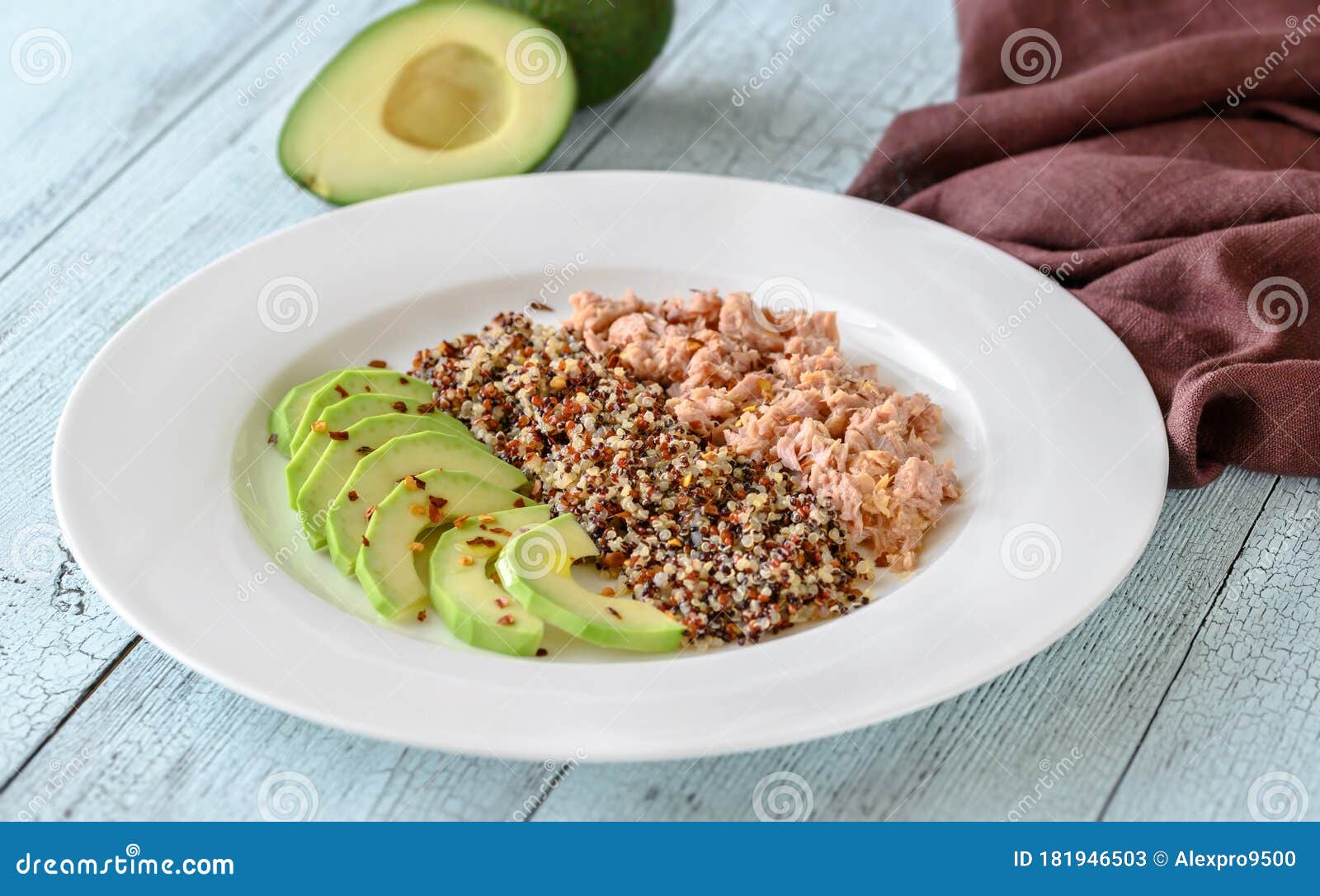 Quinoa with Avocado and Tuna Stock Image Image of peruan, canned