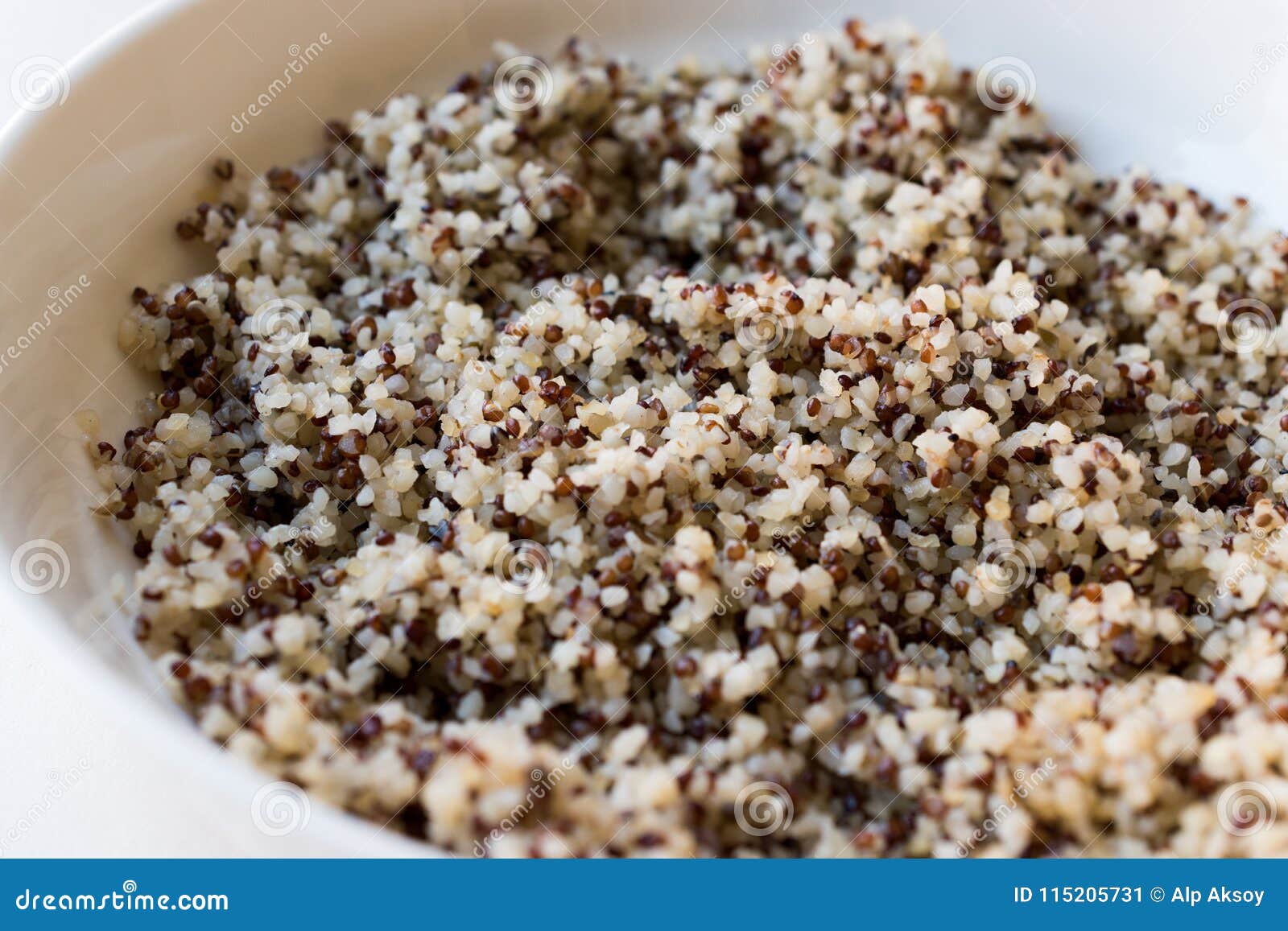 Quinoa Bulgur Chia Food Mix in Bowl / High Protein Fiber Food. Stock - Image chia, food: 115205731
