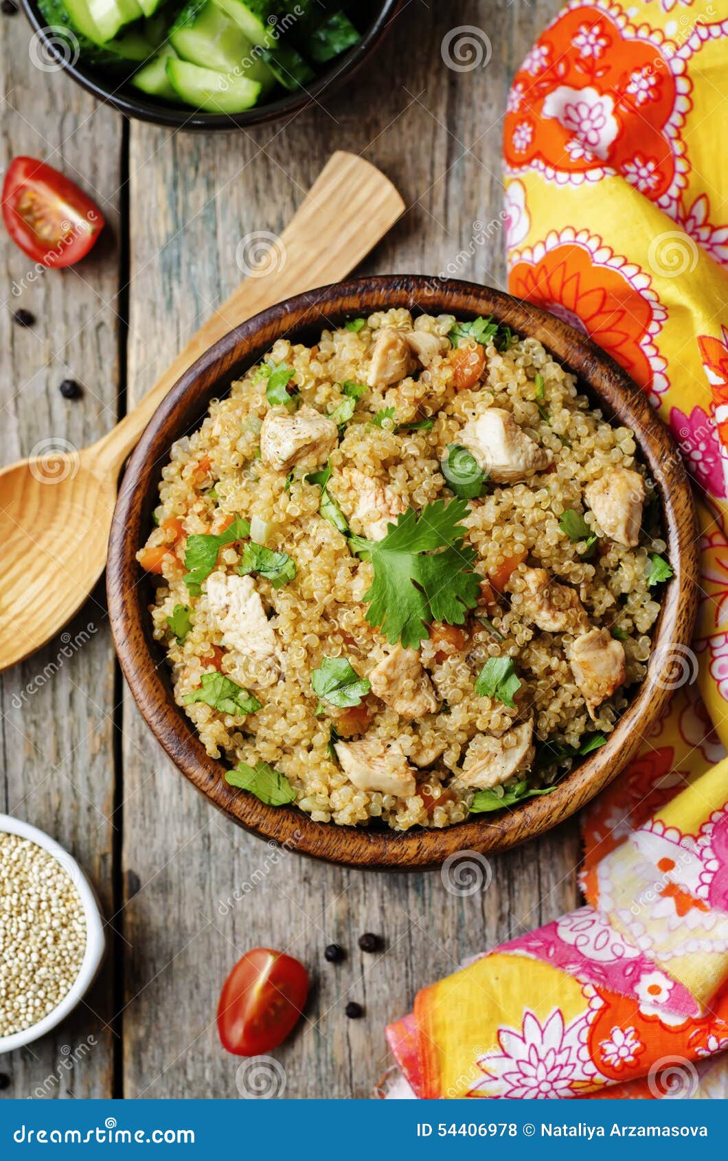 Quinoa Pilaf with Chicken and Vegetables Stock Photo Image of fresh