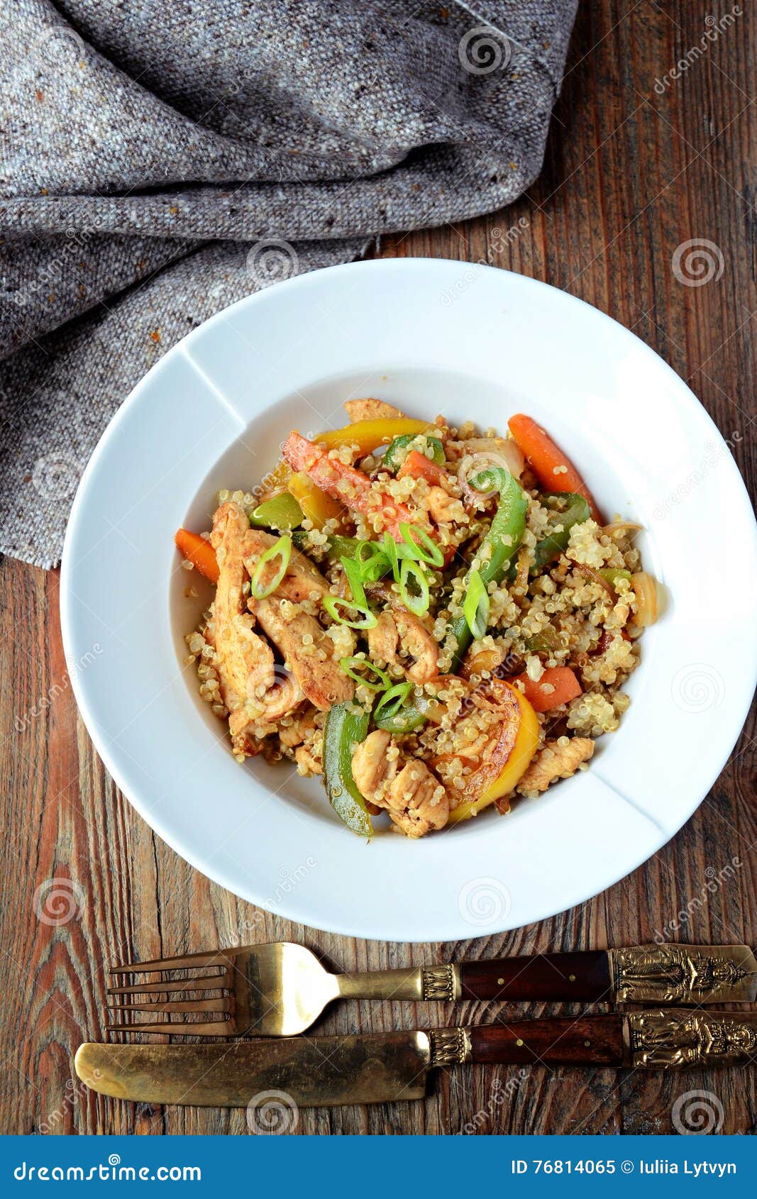 Quinoa with StirFry Vegetables and Chicken Stock Image Image of chicken, napkin 76814065