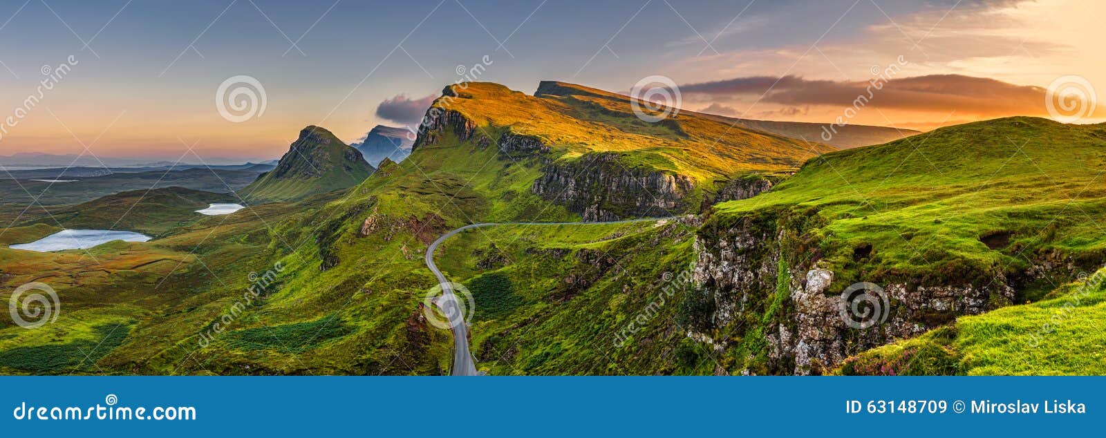 quiraing mountains sunset at isle of skye, scottland, united kin