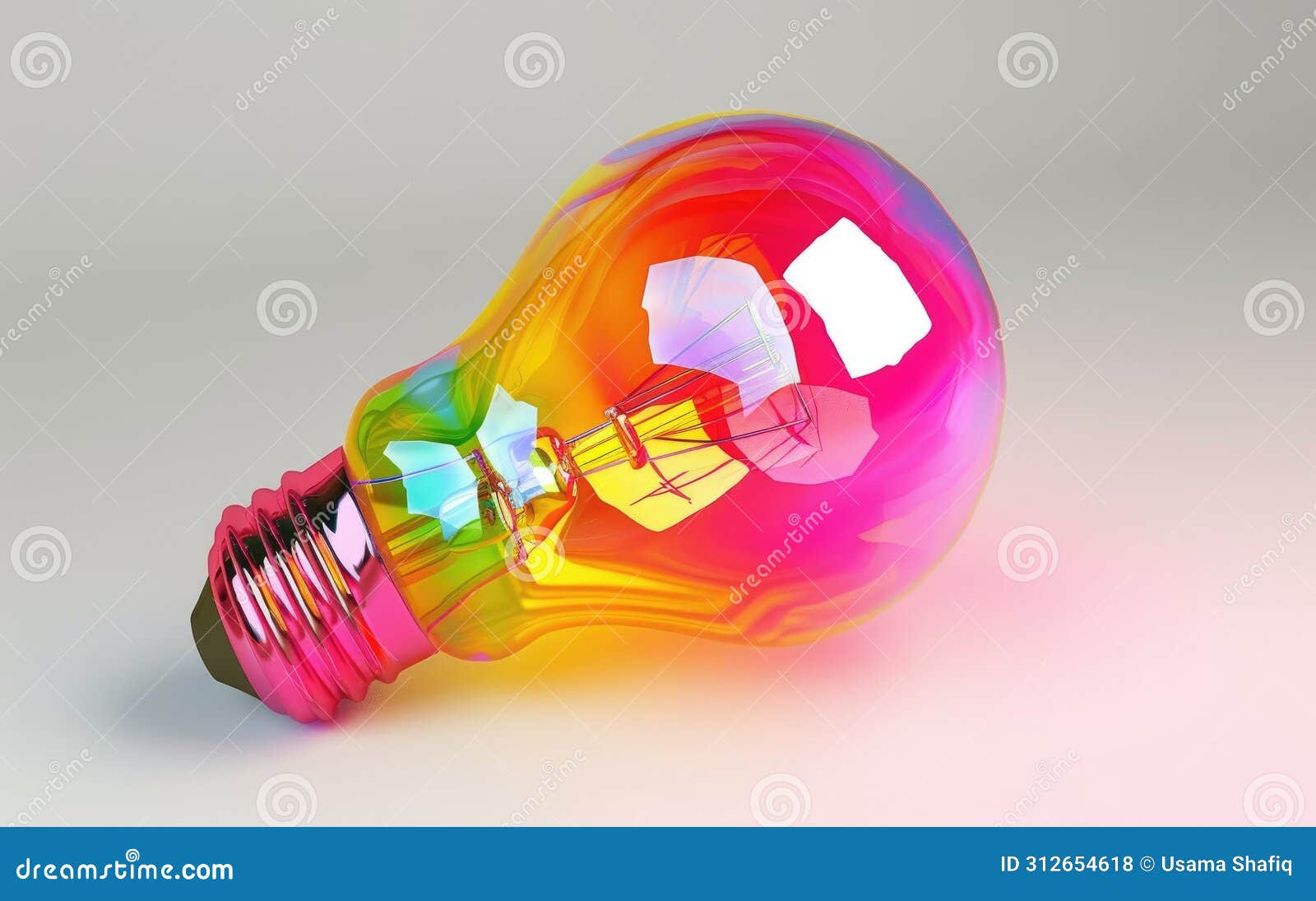 a quirky bulb in vibrant notion style colors  on white background,