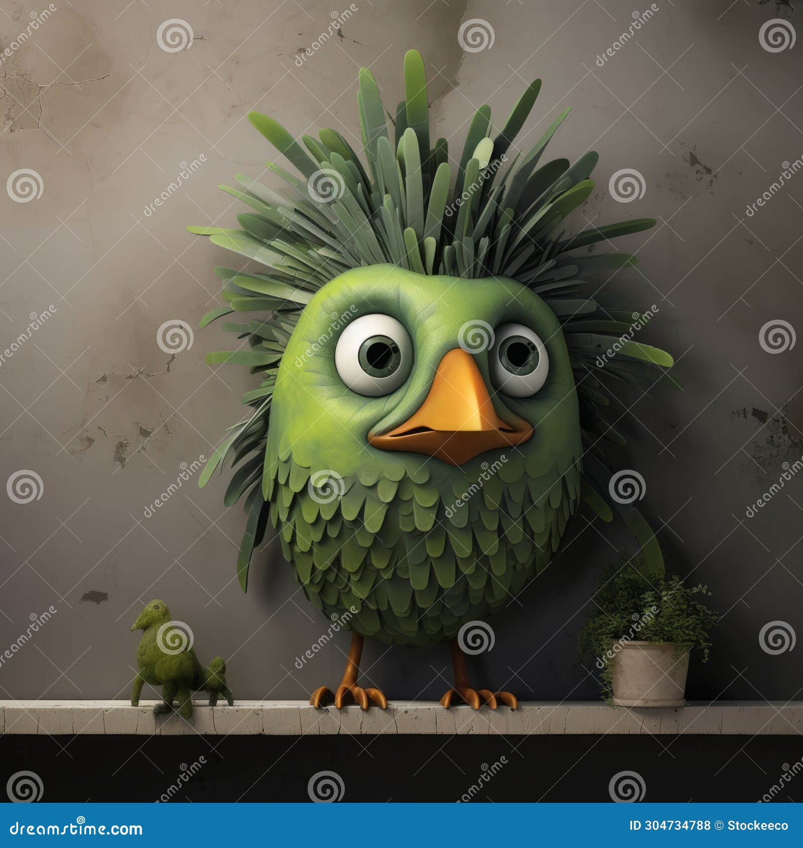 quirky 3d rendered art of an unattractive bird