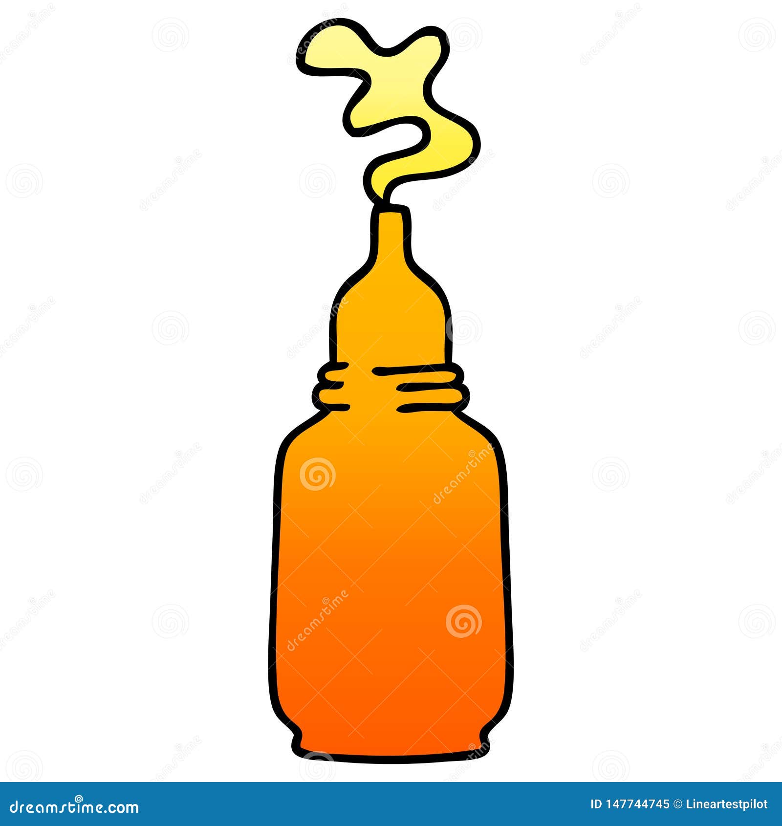Mustard Bottle Condiment Cute Cartoon Character Doodle Drawing