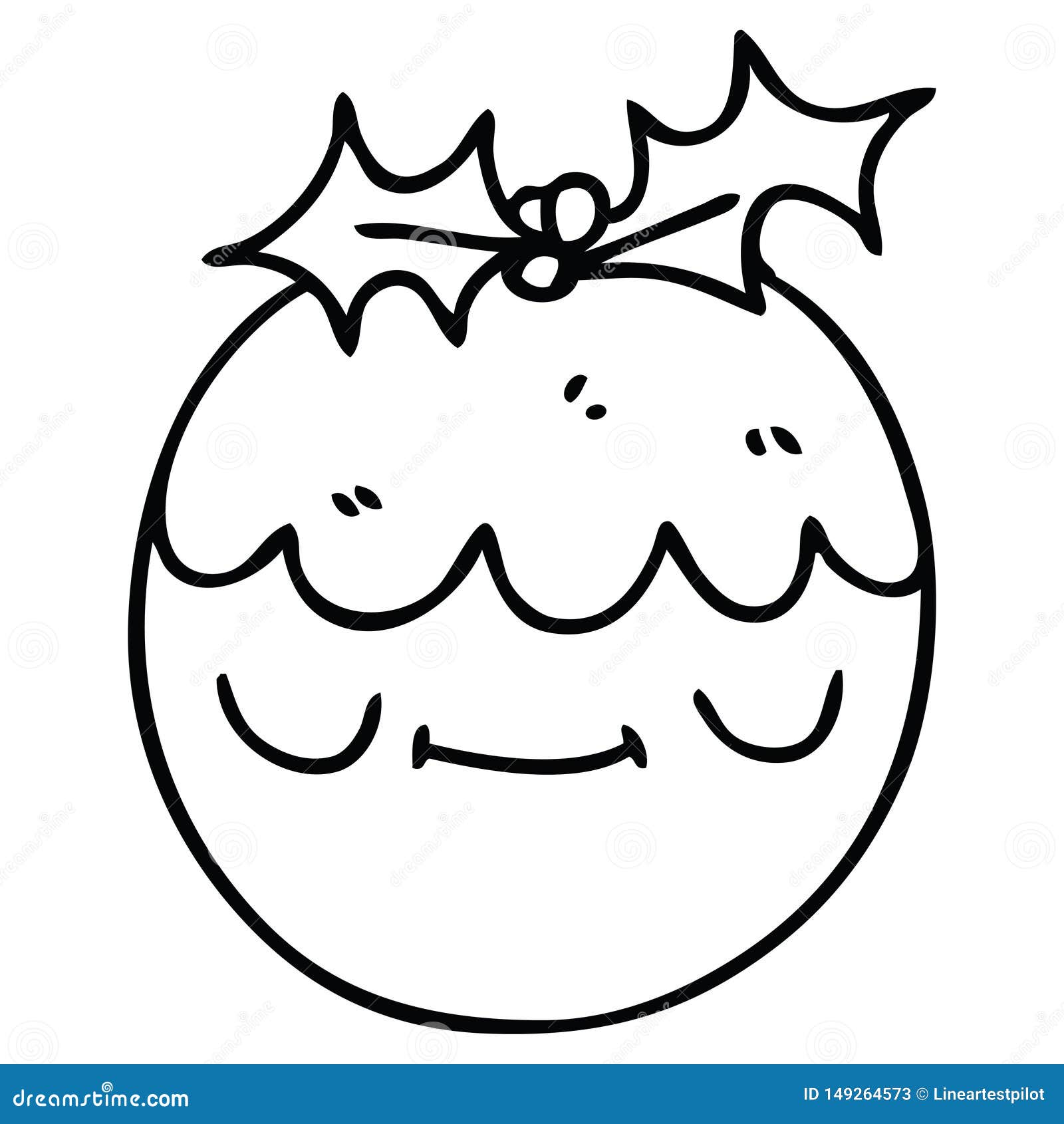 Quirky Line Drawing Cartoon Christmas Pudding Stock Vector