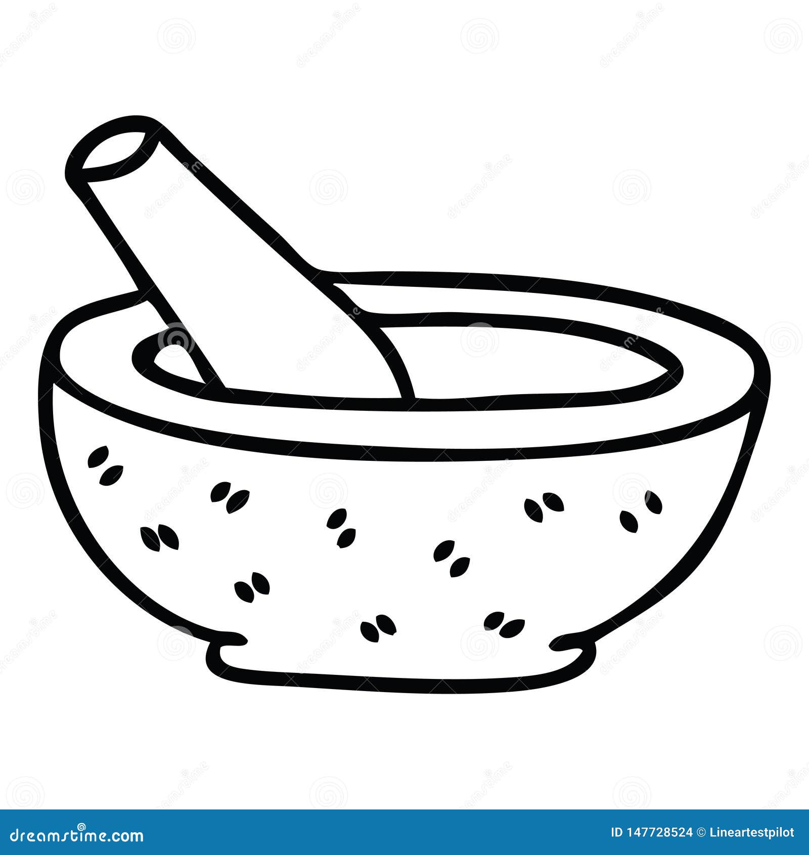 Quirky Line Drawing Cartoon Pestle and Mortar Stock Vector