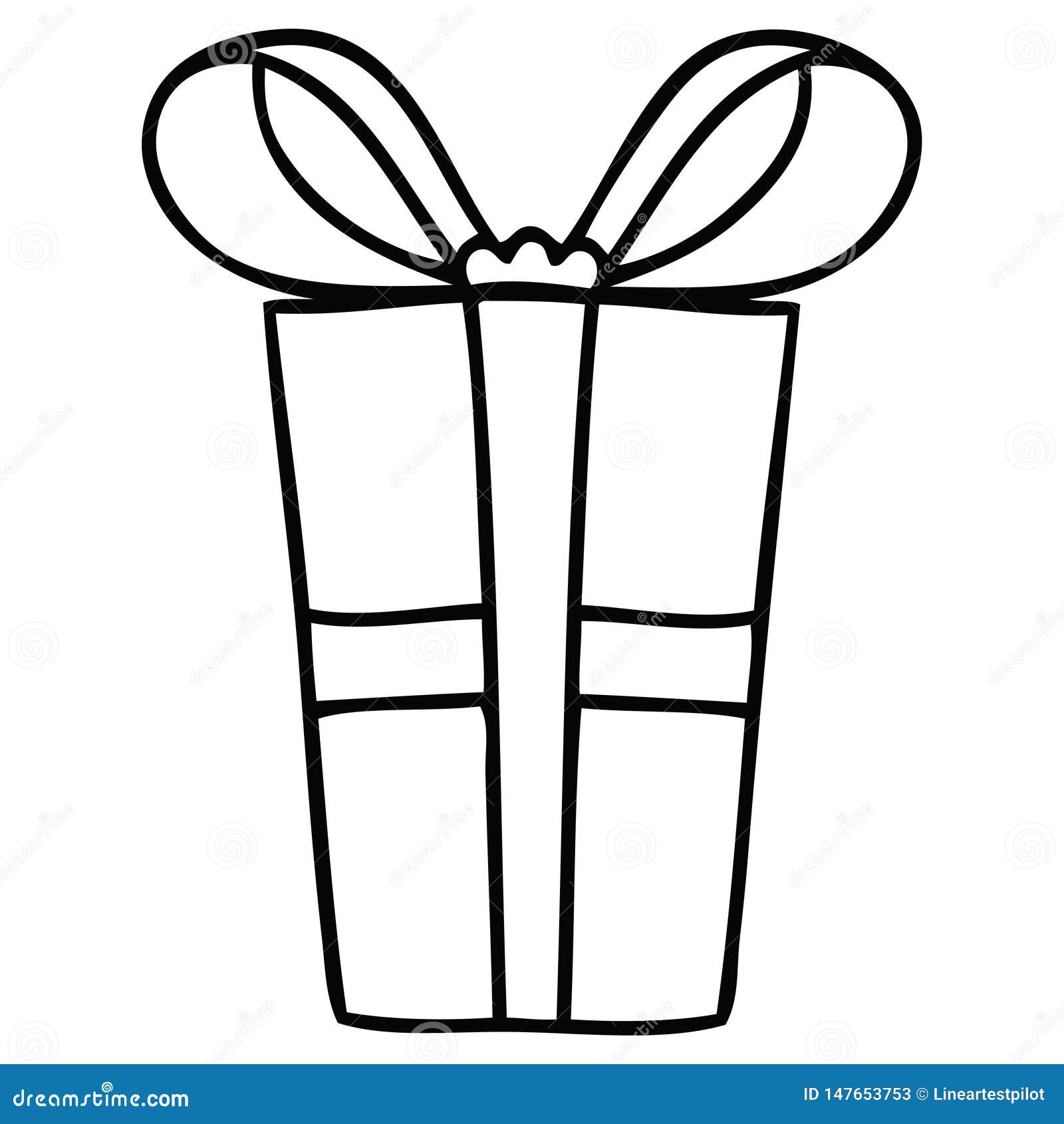 Quirky Line Drawing Cartoon Present Stock Vector - Illustration of cute