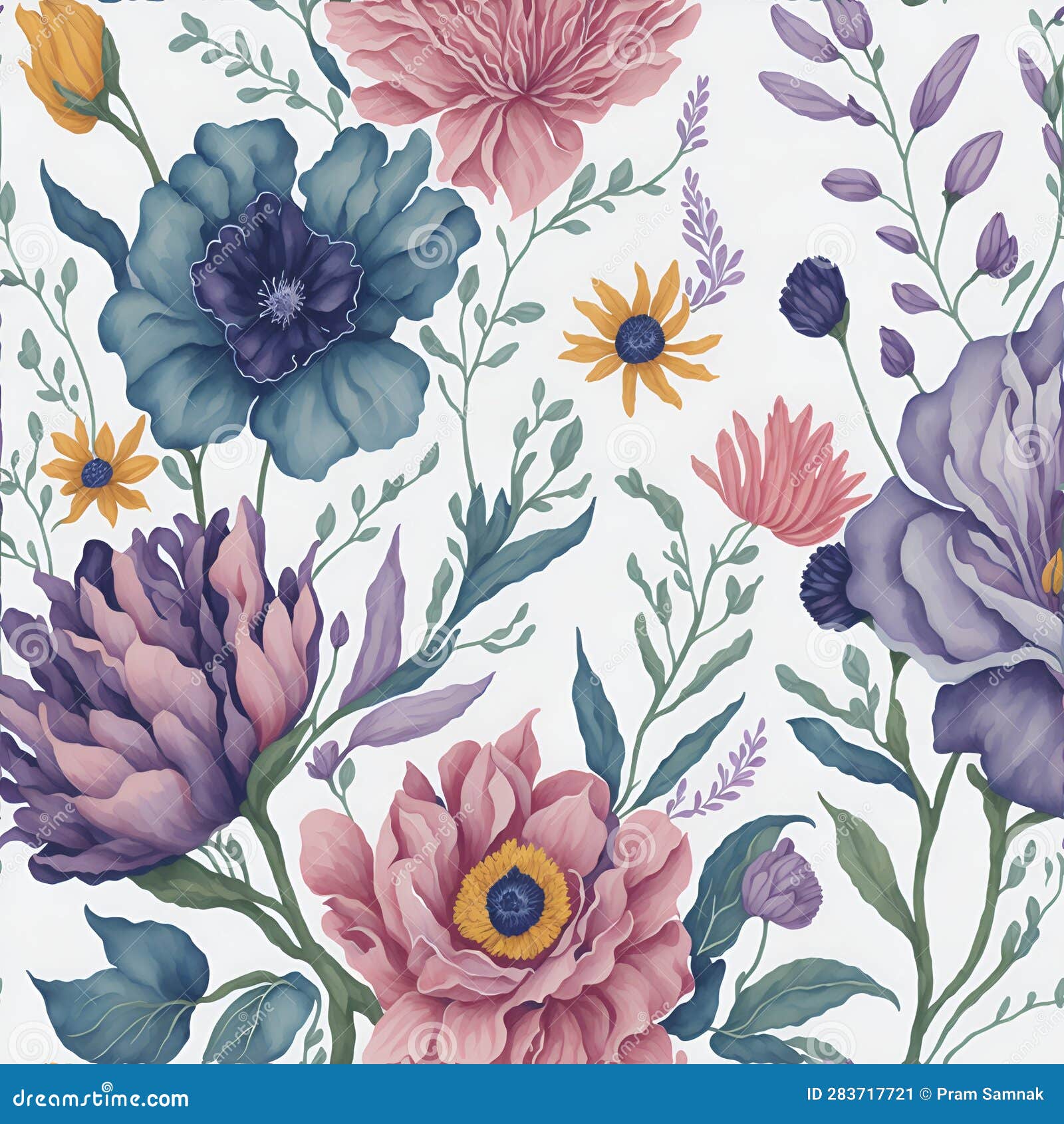 quirky watercolor floral pattern with a whimsical touch. ai-generative
