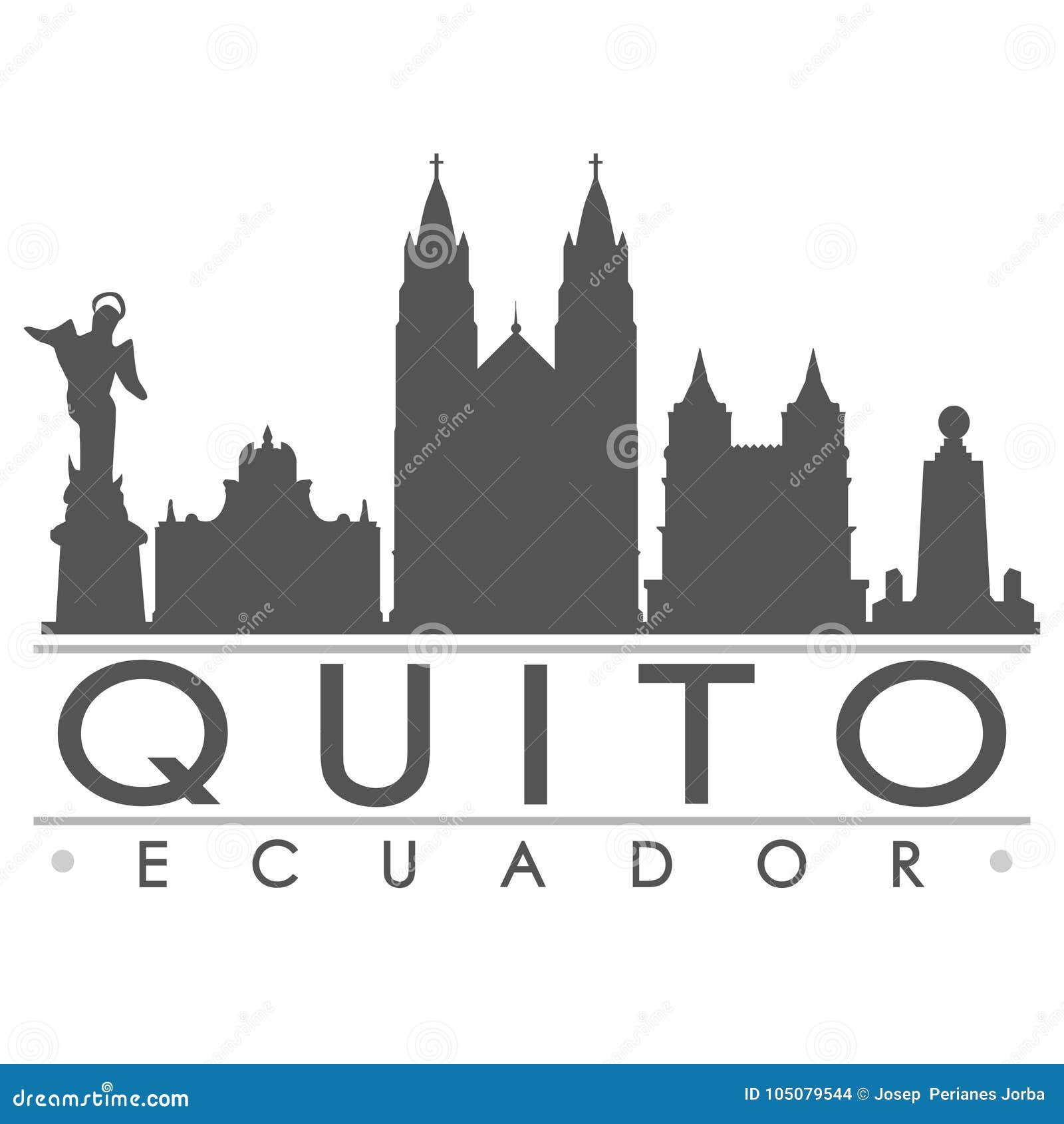 Quito Ecuador City Skyline With Color Buildings, Blue Sky And Copy ...