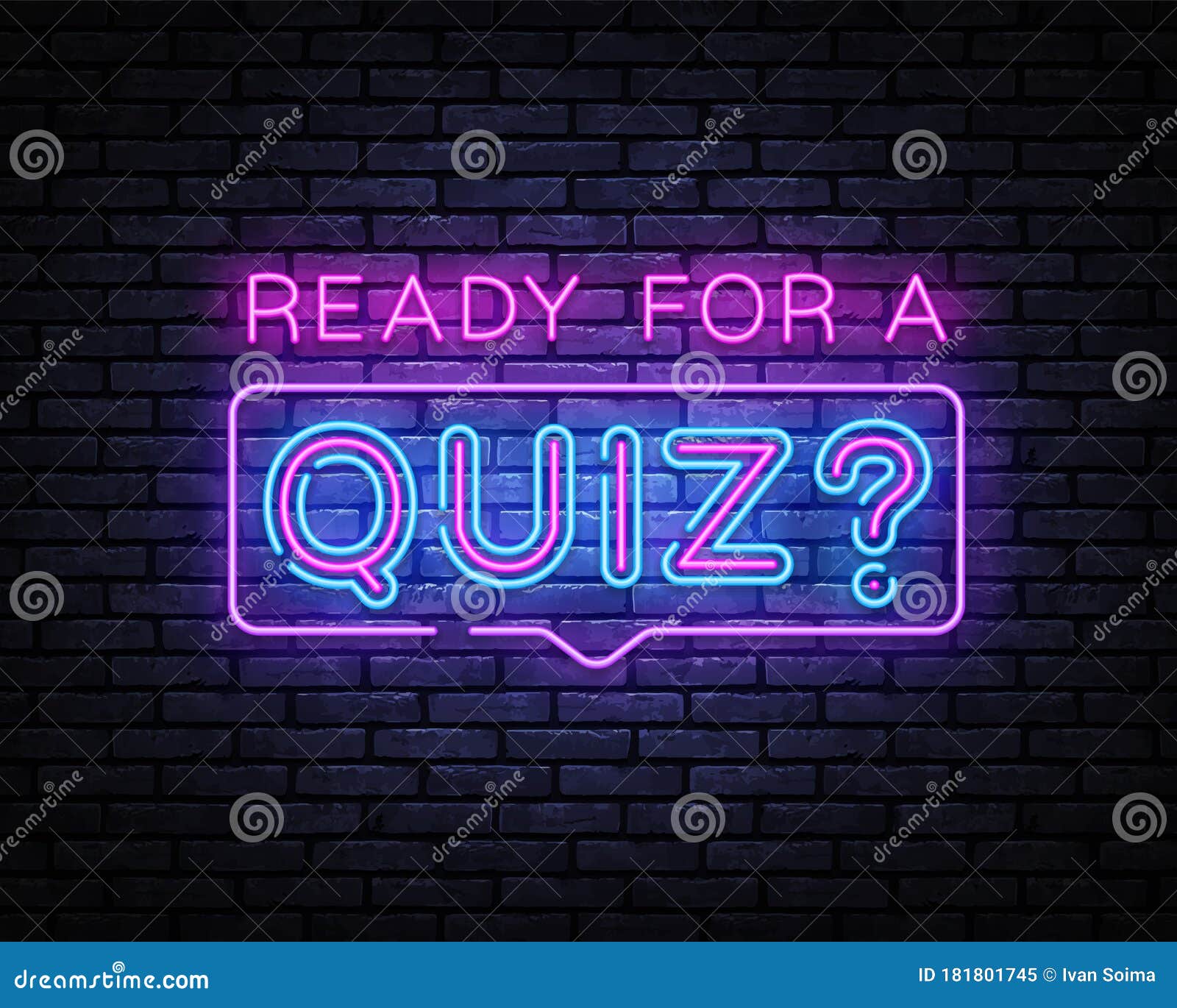 Anúncio Quiz Time poster neon signboard vector. Pub Quiz vintage