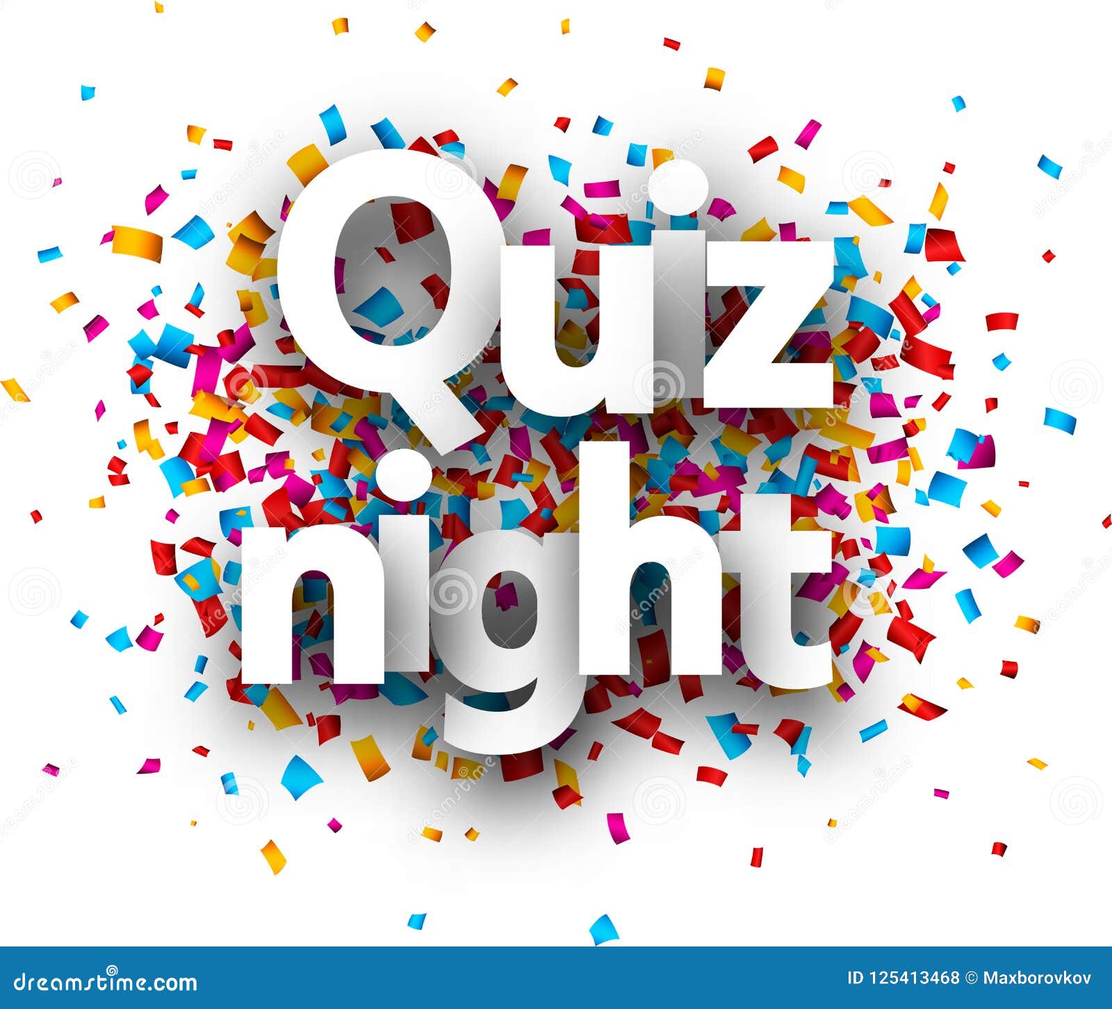 Quiz Night Poster with Colorful Confetti. Stock Vector For Trivia Night Flyer Template Free