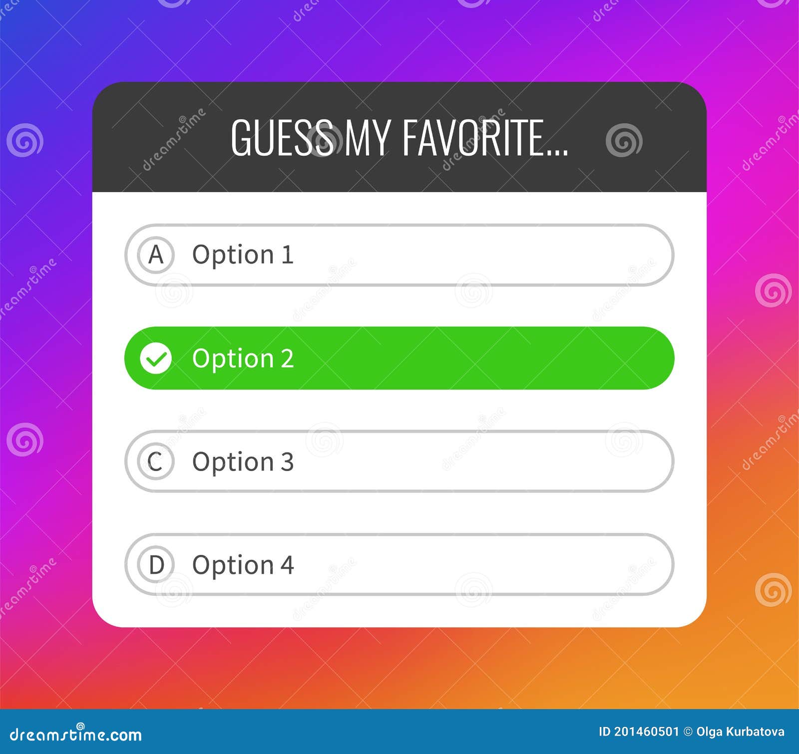 Download Quiz Option Question Interface Social Media Sticker Select And Guess Buttons Mockup Frame On Bright Gradient Stock Vector Illustration Of Correct Marketing 201460501