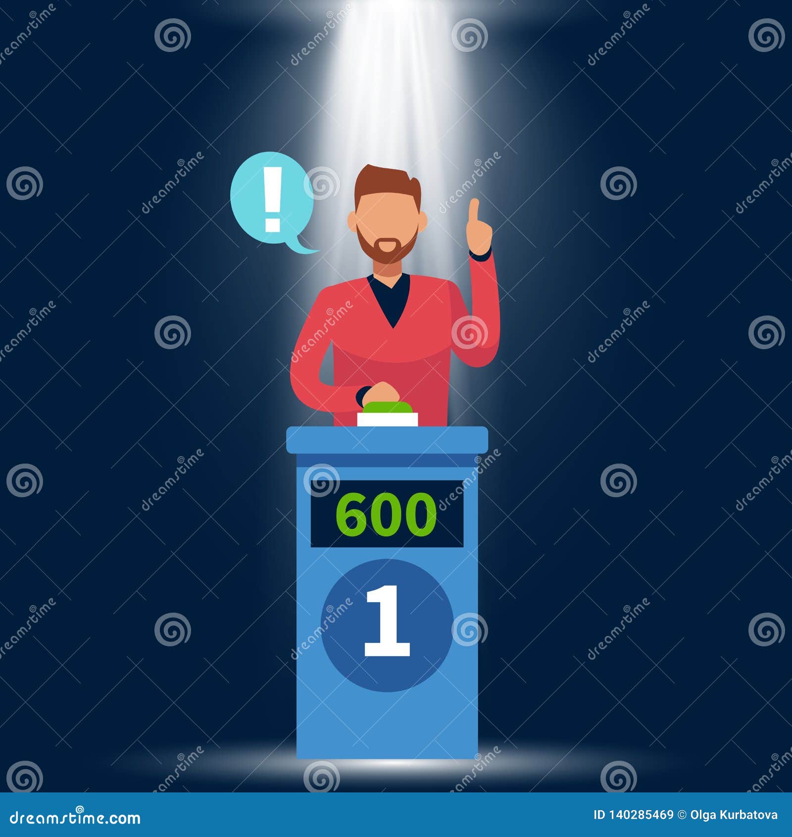 Quiz TV Show Flat Vector Illustration. People Cartoon Characters
