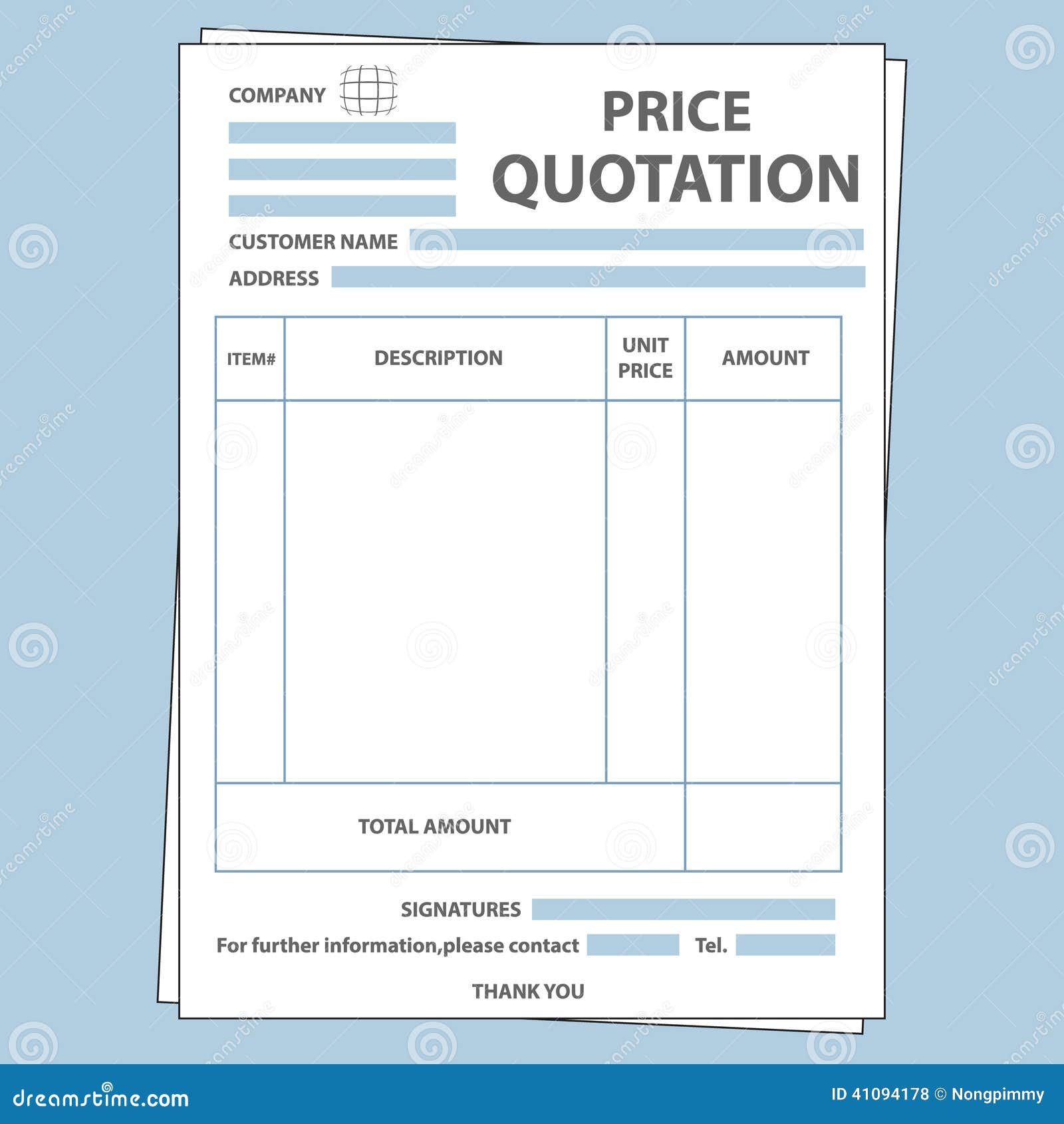 Quotation Form stock vector. Illustration of rate, deal - 41094178