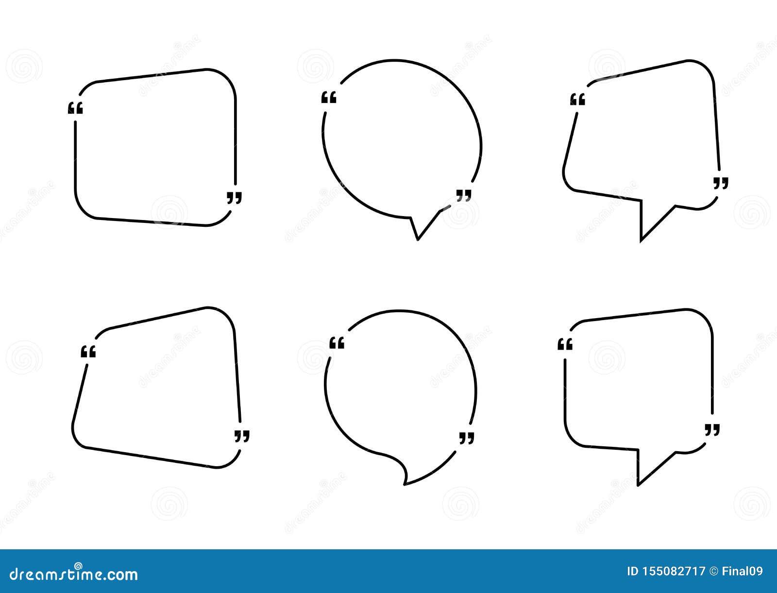 Quote Box Frame. Quotation Bubble or Quotes Symbols for Blog Stock