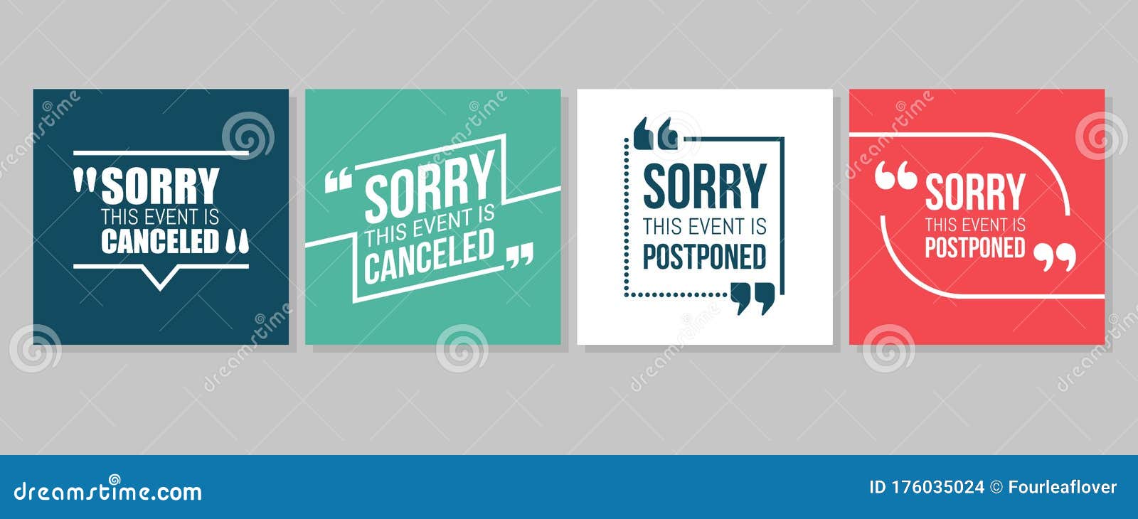 quote frames emergency set. event canceled or postponed