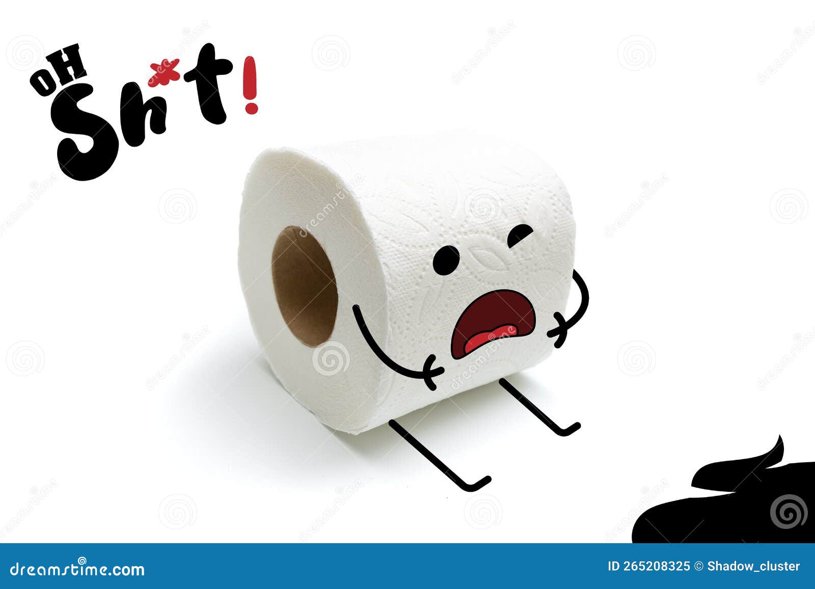 Réalité Doodle De Papier Toilette Rouleau Sur Fond Blanc Drôle Personnage  De Dessin Animé Image stock - Image du mains, illustration: 265208325