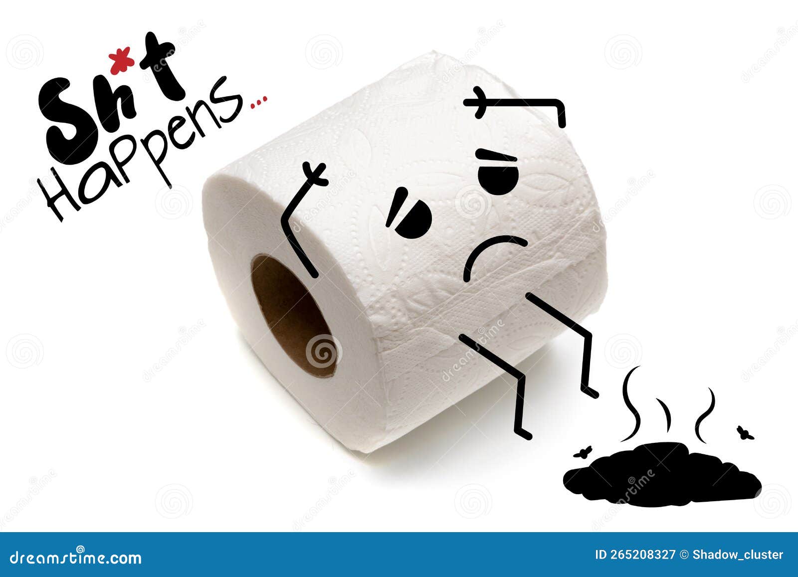 Réalité Doodle De Papier Toilette Rouleau Sur Fond Blanc Drôle Personnage  De Dessin Animé Image stock - Image du frais, dessin: 265208327