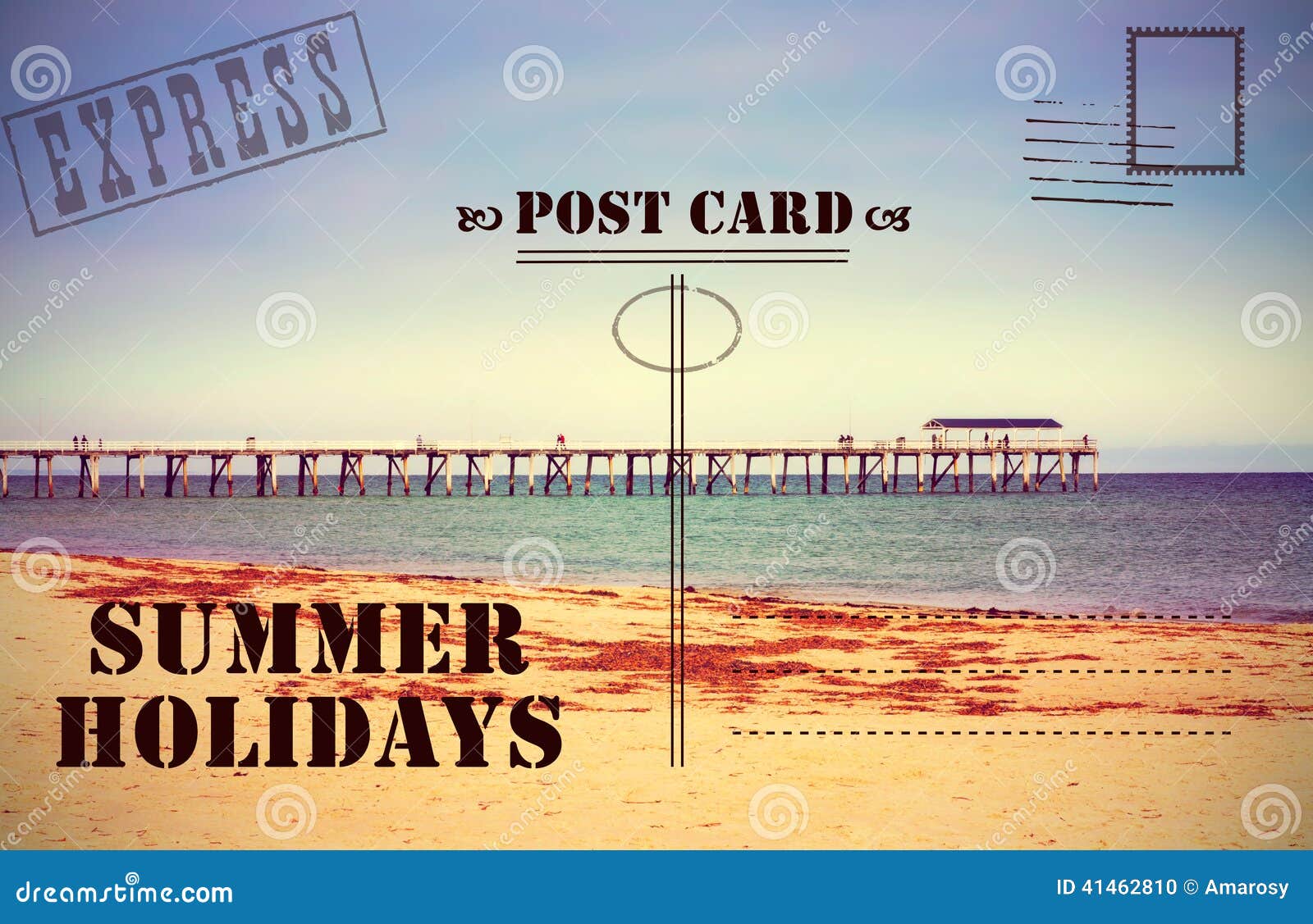 Retro Carte Postale De Vacances De Vacances D Ete De Vintage Photo Stock Image Du Courrier Ocean