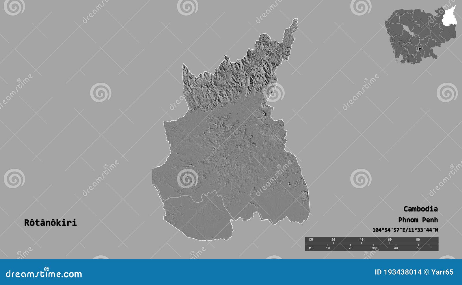 Rotanokiri Province Of Cambodia Zoomed Bilevel Stock Illustration Illustration Of Cartography Country