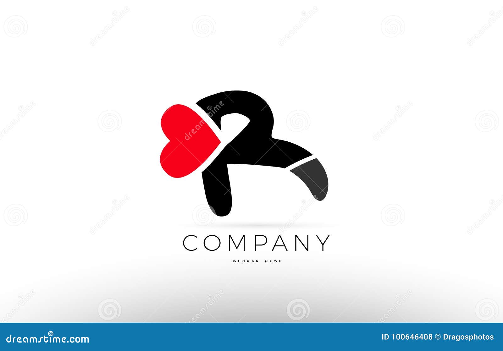 R Alphabet Letter Logo Icon with Love Heart Symbol Company Design ...