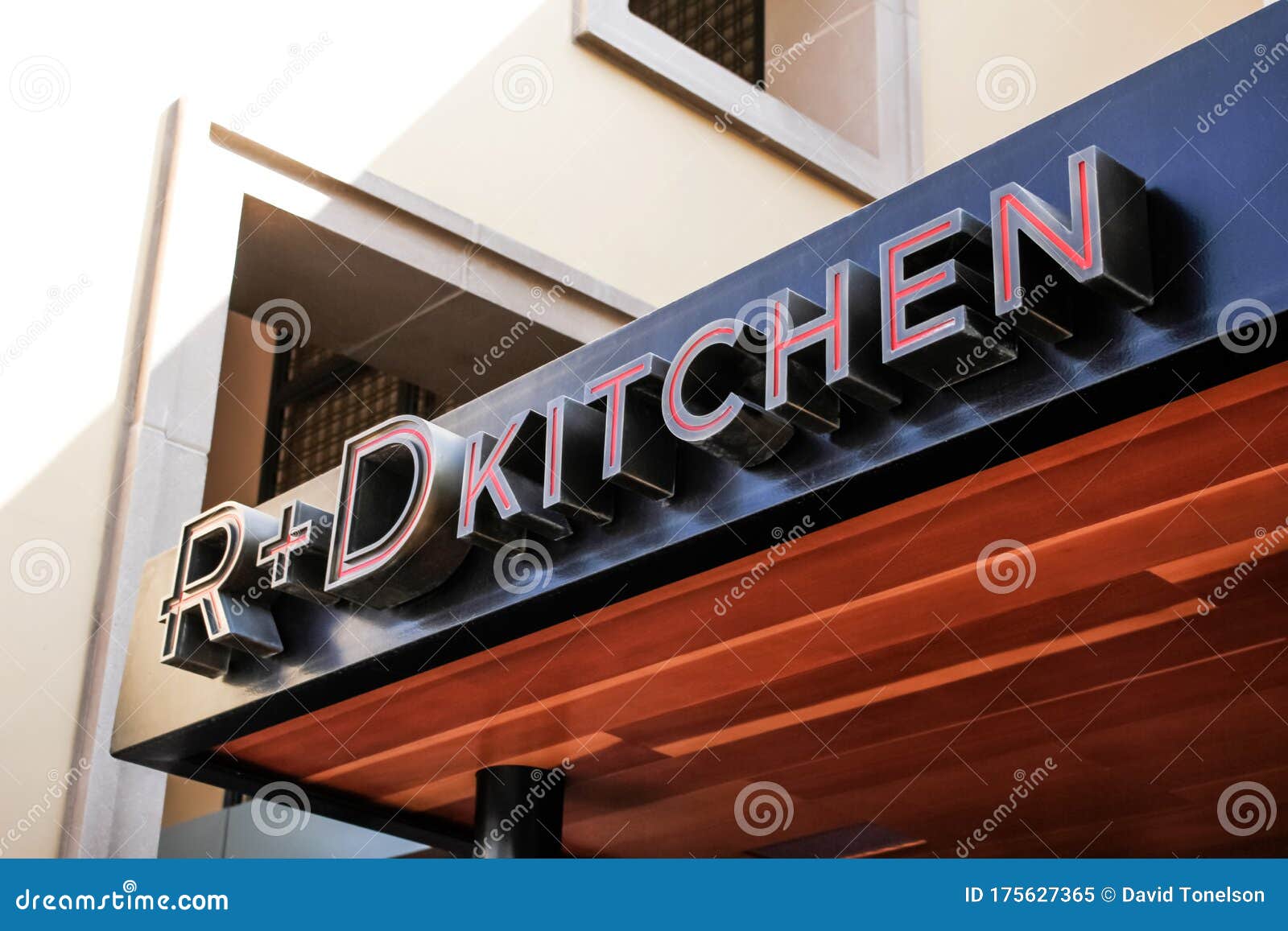 R D Kitchen Sign Store Front Upscale Restaurant Known As Located Newport Beach California 175627365 