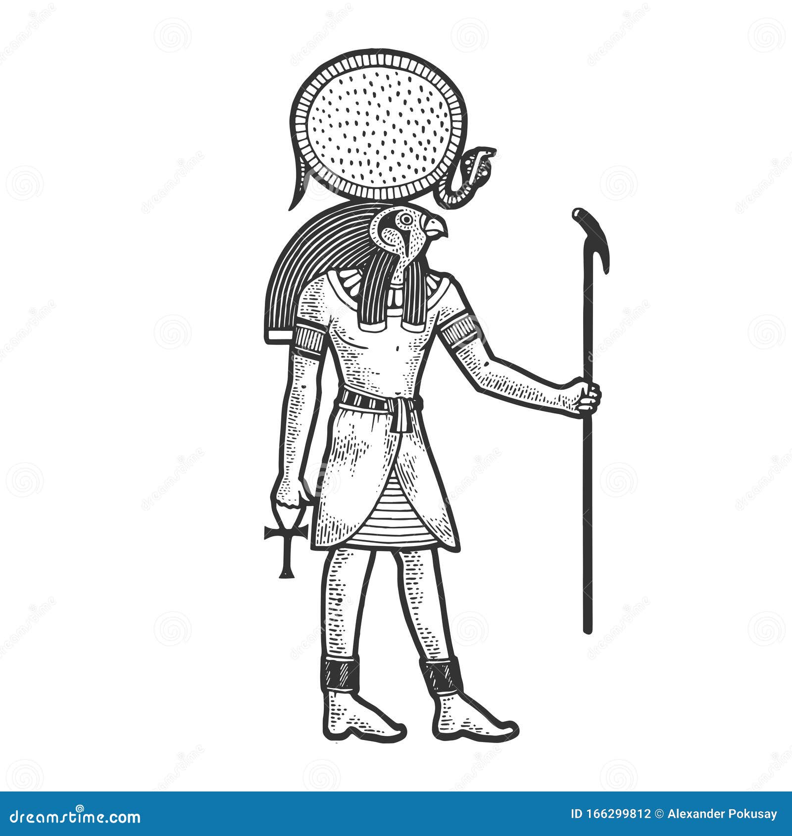 Ra Ancient Egyptian God Of Sun Sketch Vector Stock Vector