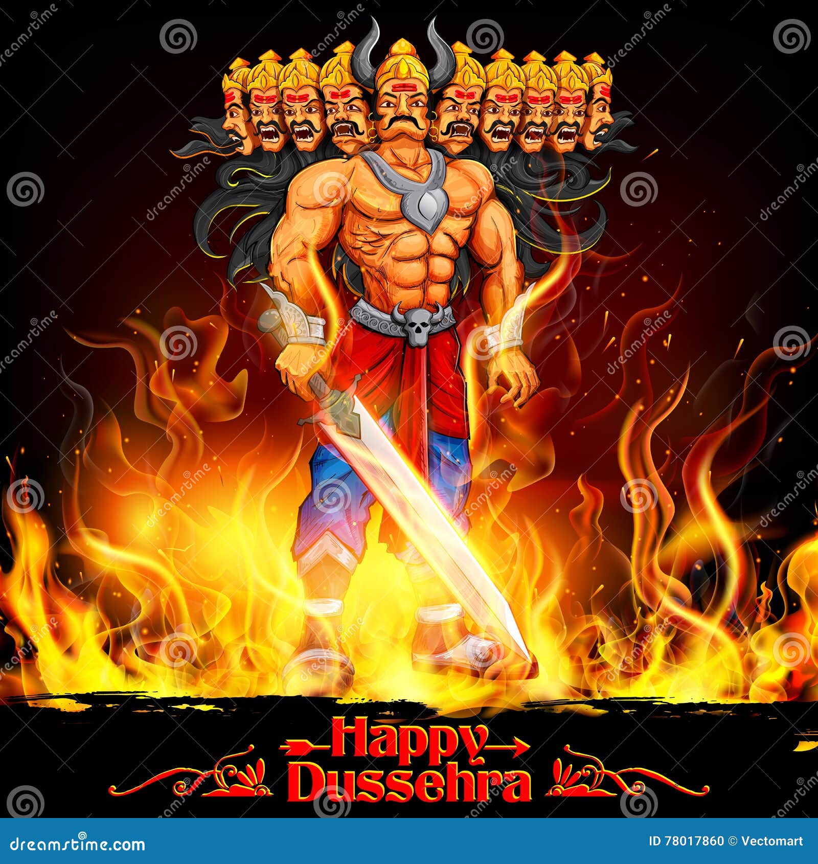 Raavan Dahan for Dusshera Celebration Stock Vector - Illustration ...