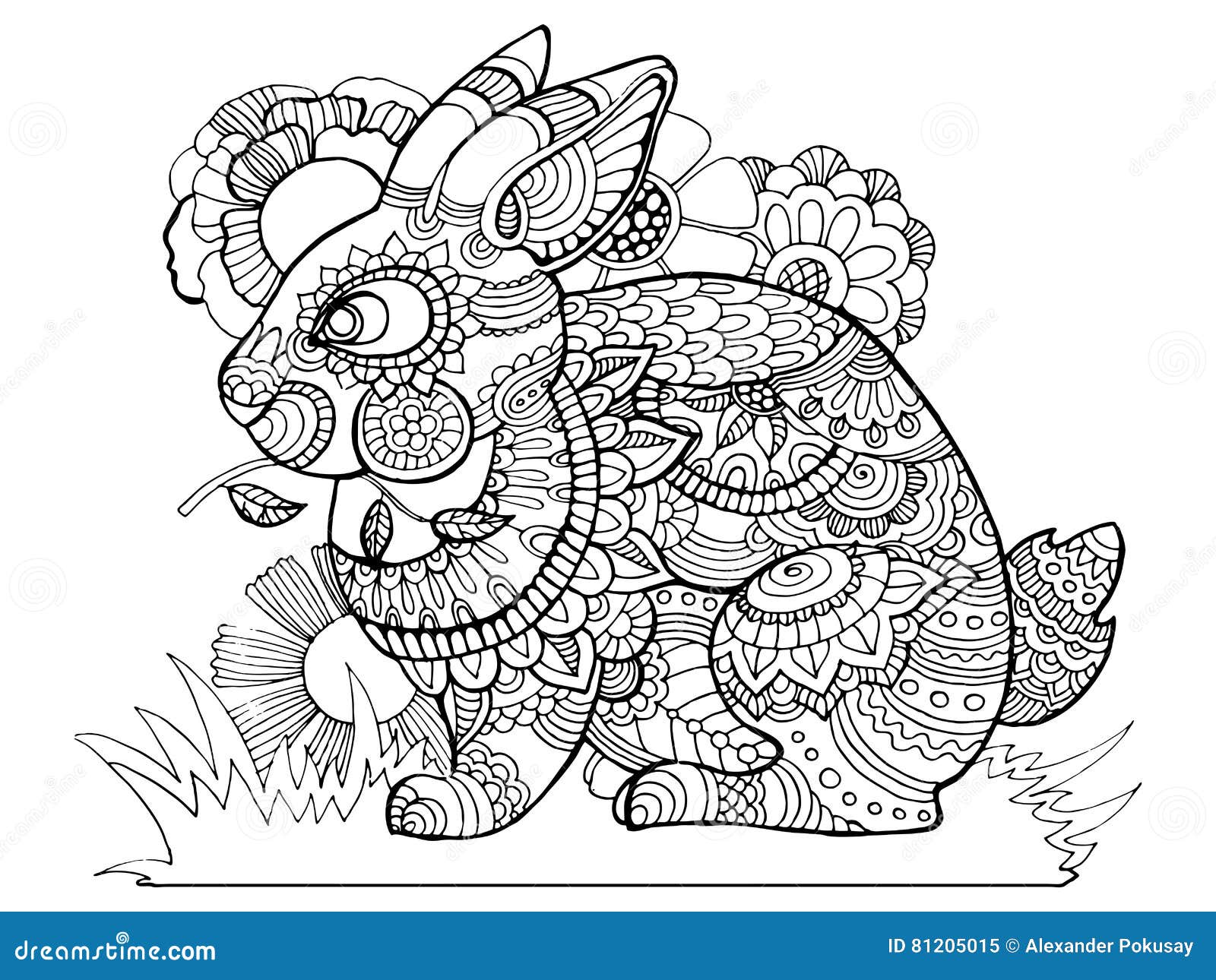 Download Rabbit Bunny Coloring Book For Adults Vector Stock Vector ...