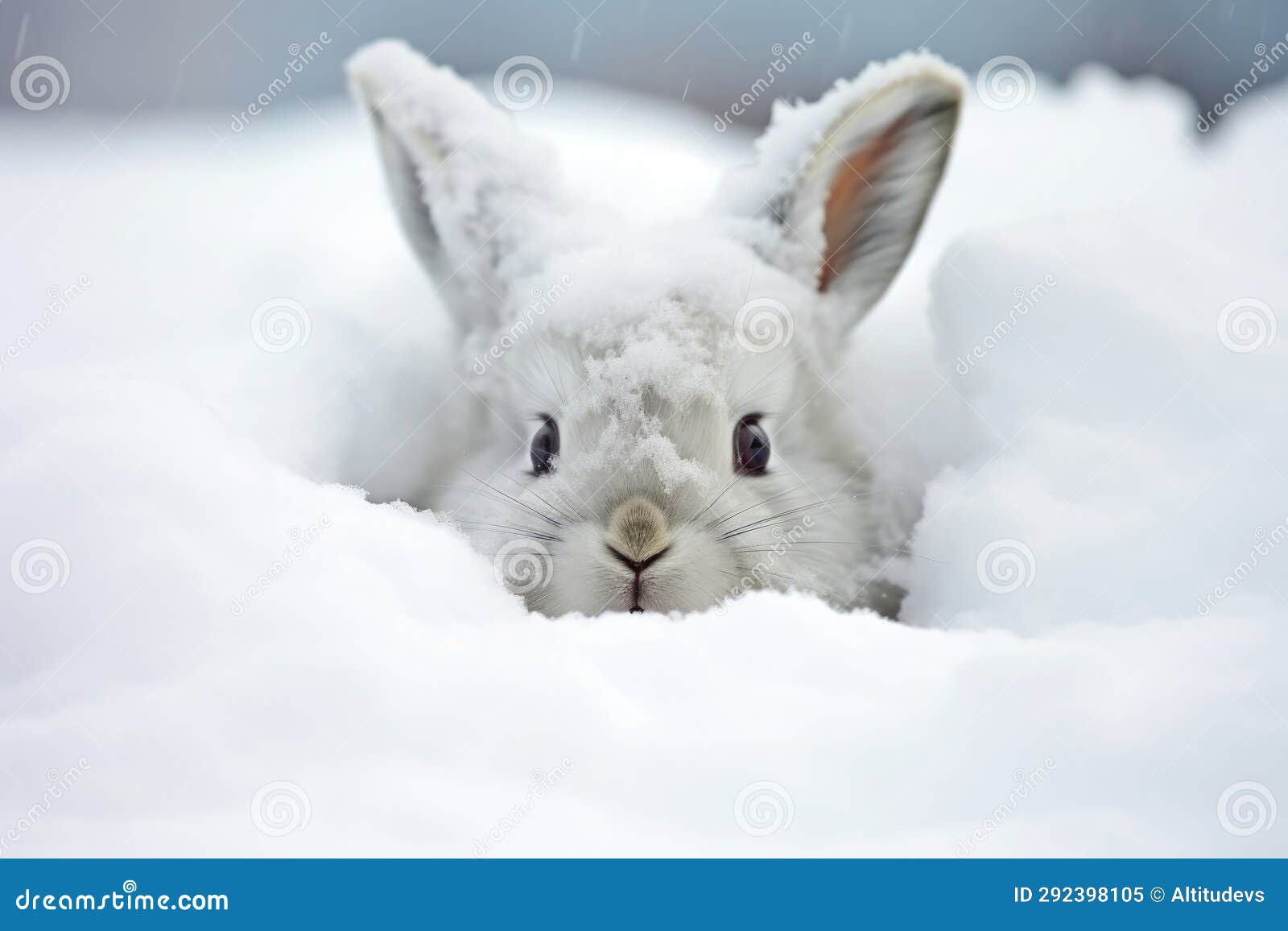 A Rabbit Burrowing Under the Snow during a Blizzard Stock Image Image