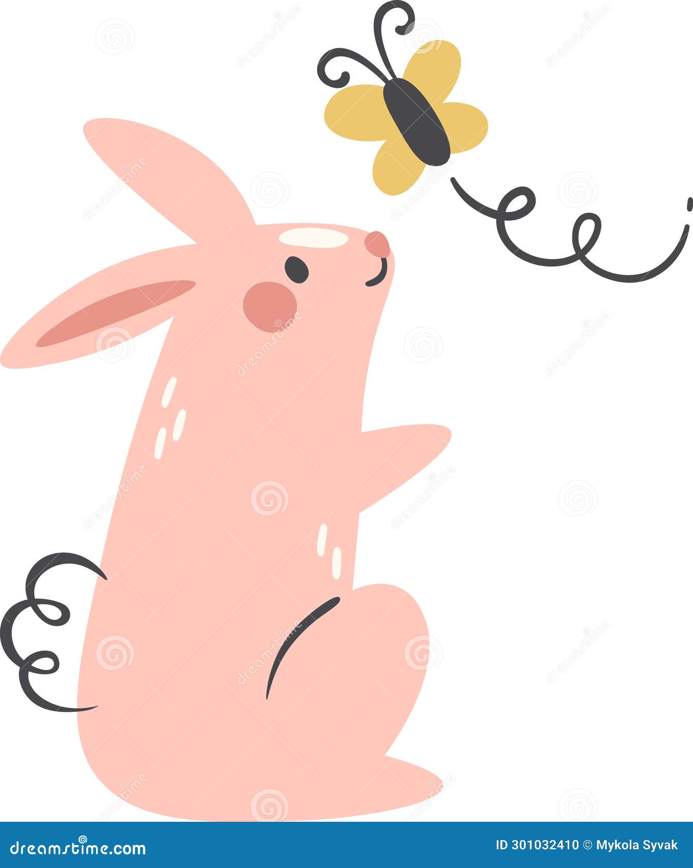 Rabbit with Butterfly stock illustration. Illustration of cute 301032410
