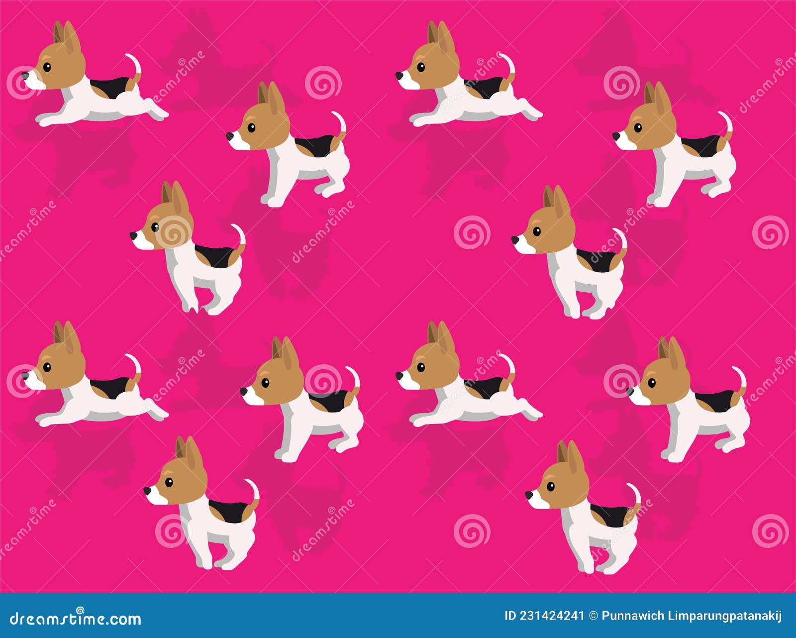 Animal Animation Sequence Dog Rat Terrier Walking Cartoon Vector Seamless  Wallpaper Stock Vector - Illustration of background, walking: 231424241