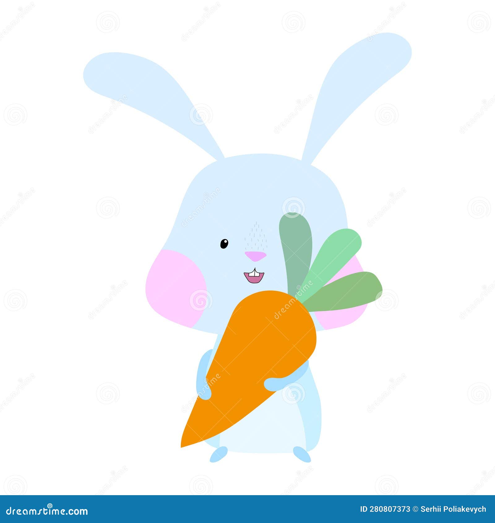 Rabbit Character Design. Cute White Bunny with Carrot. Rabbit Cartoon ...