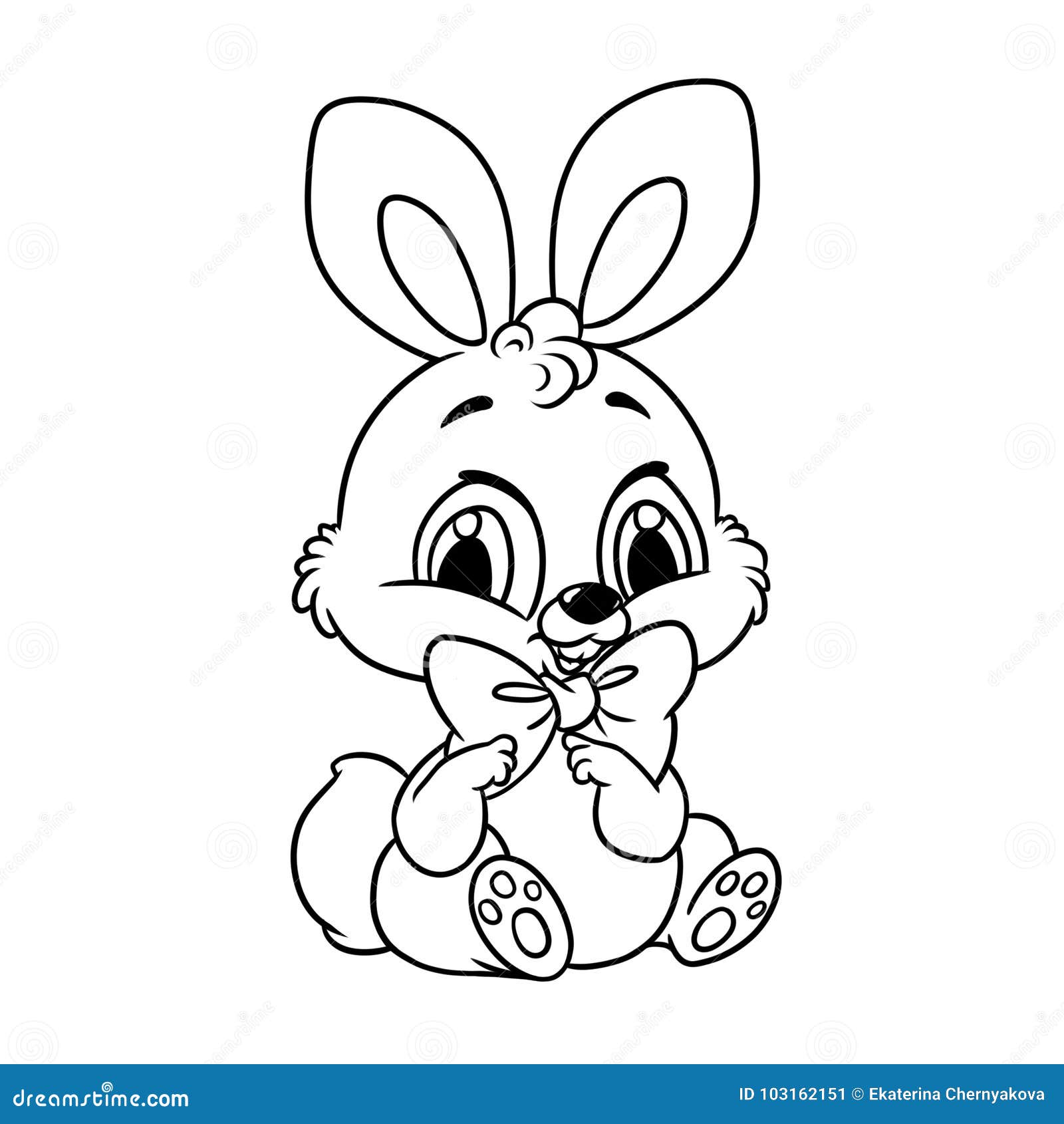 Rabbit Coloring Page Cartoon Illustration Stock Illustration ...
