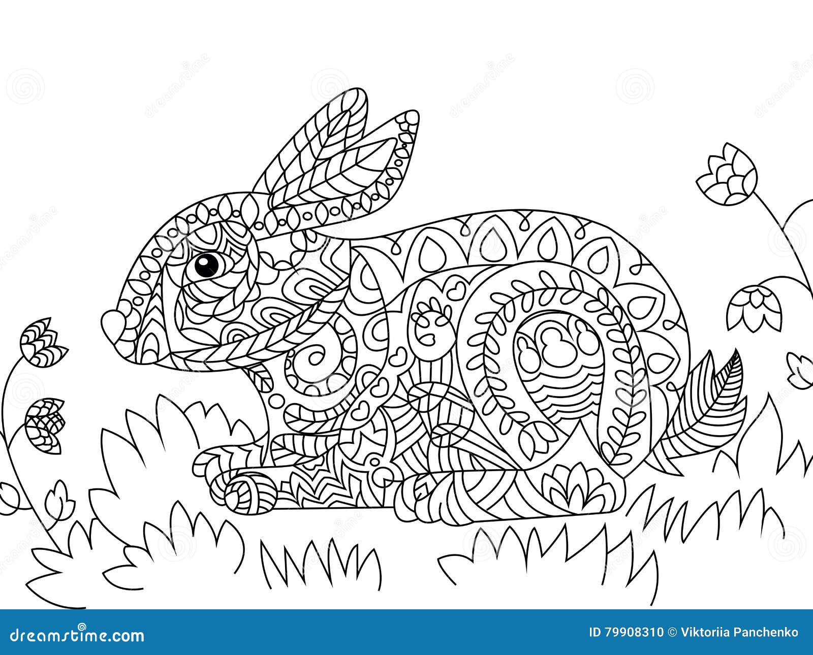 rabbit coloring vector for adults stock vector illustration of rh dreamstime Fox Coloring Pages for Adults Whimsical Coloring Pages for Adults