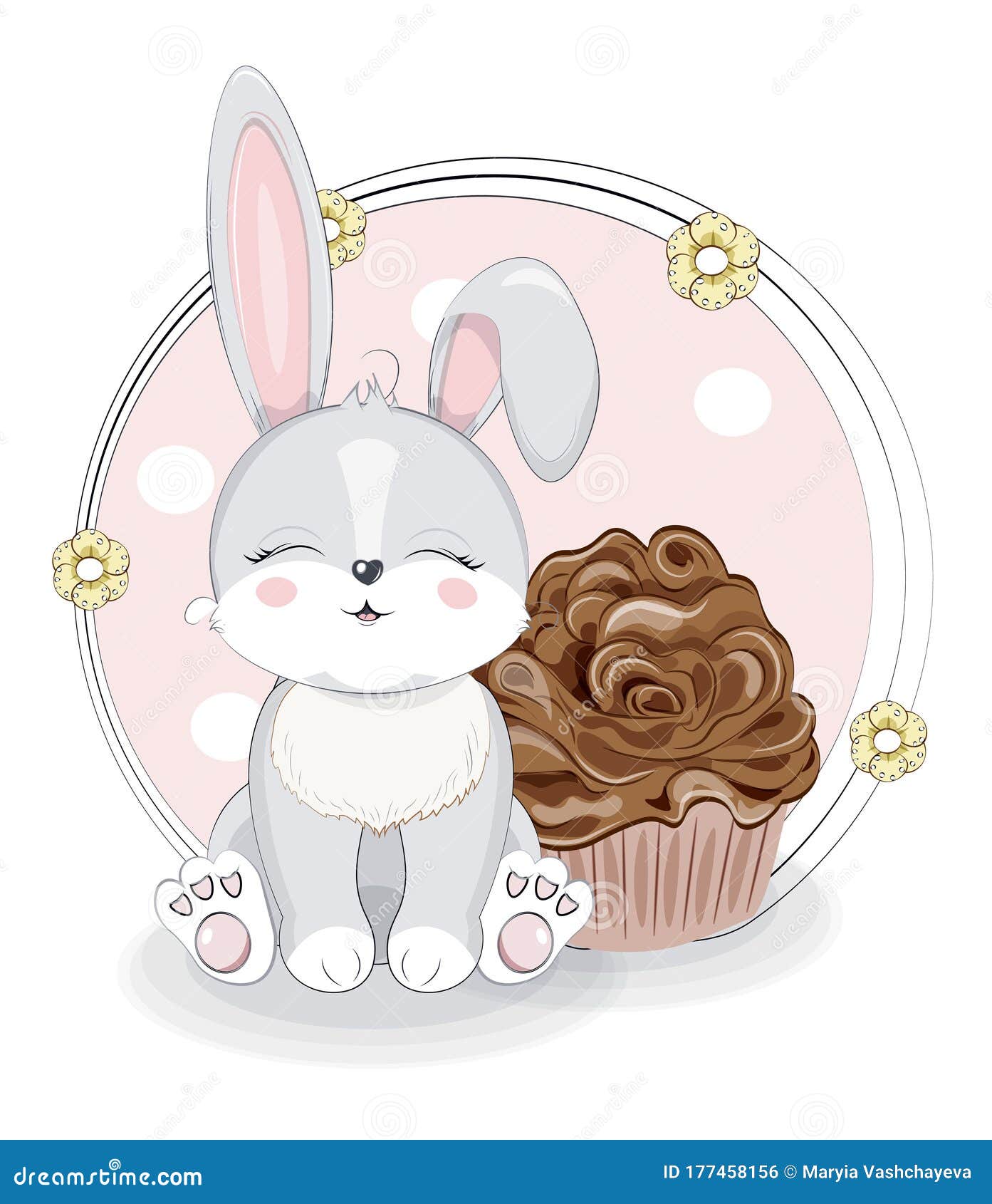 Rabbit and cupcake stock vector. Illustration of decoration - 177458156 Rabbit and cupcake stock vector. Illustration of decoration - 177458156