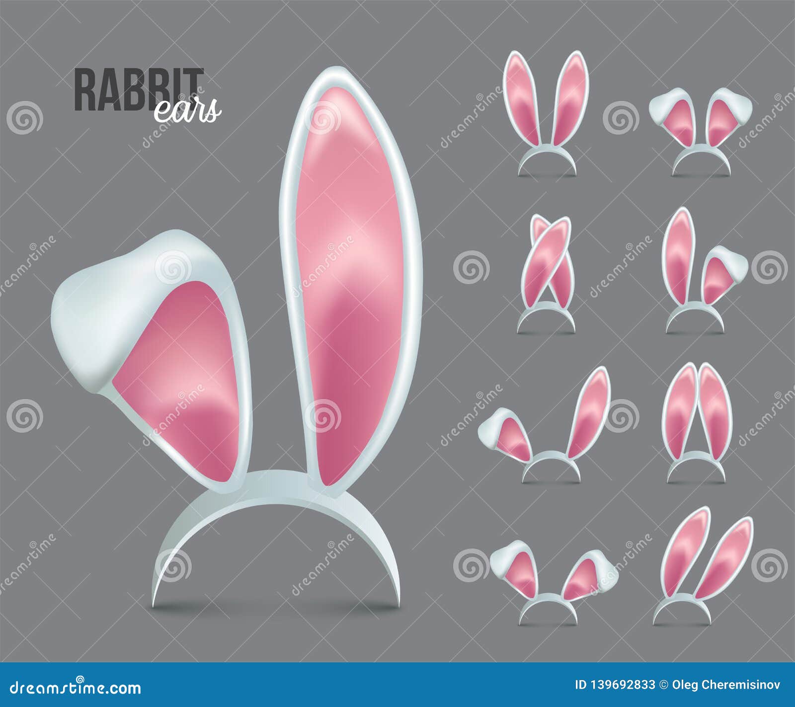 rabbit ears realistic 3d  s set