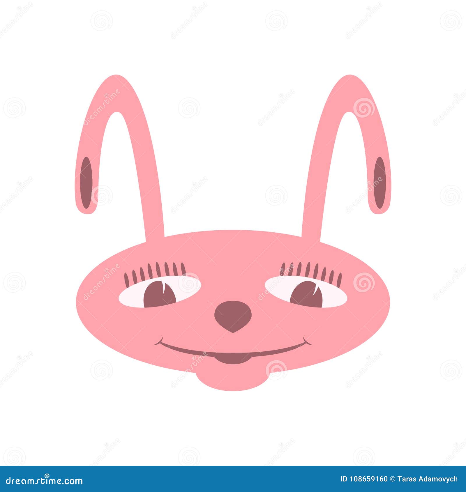 Download Rabbit Face Cartoon Vector Illustration Flat Style Front ...