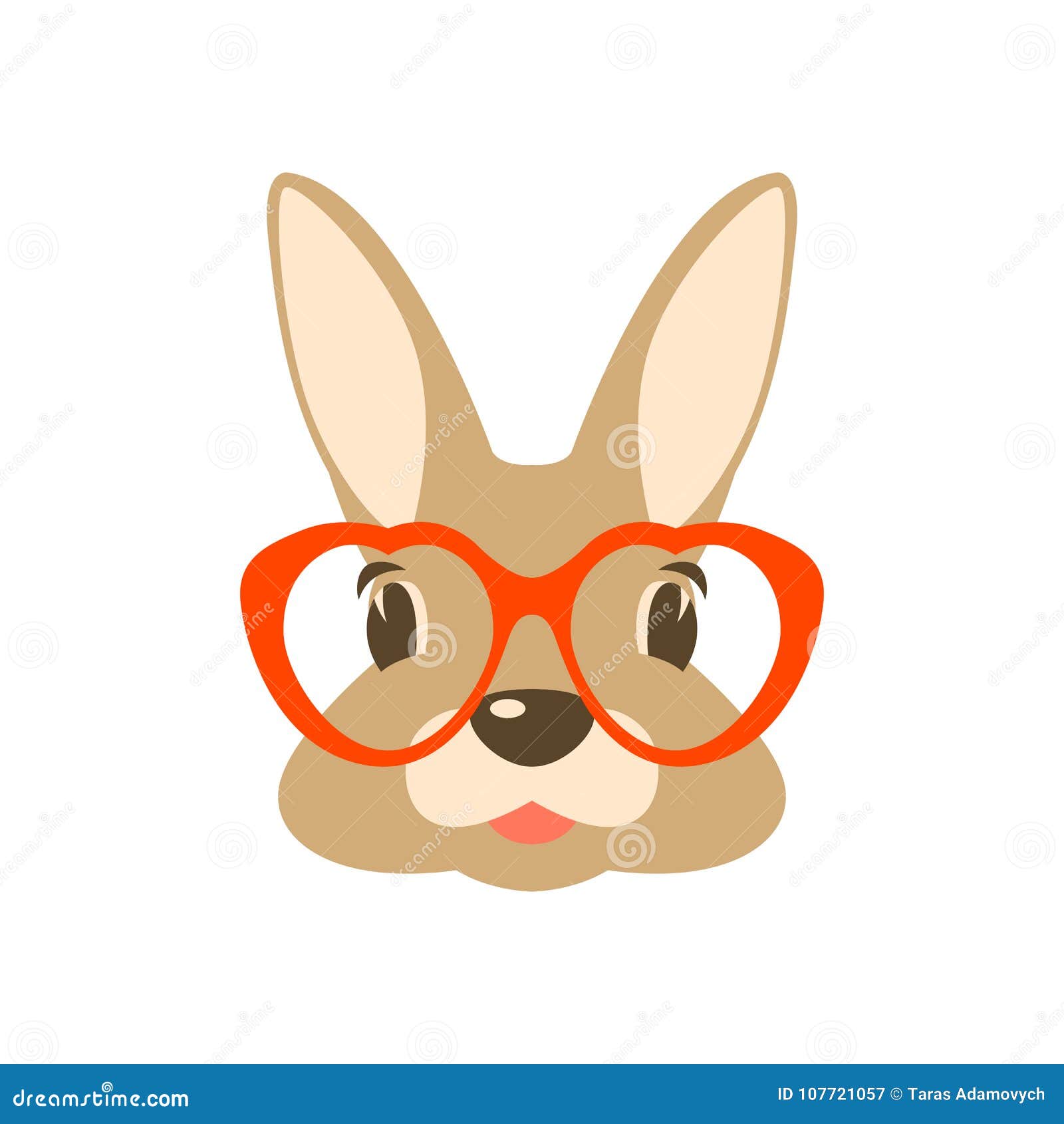 Download Rabbit In Glasses Vector Illustration Flat Style Front ...