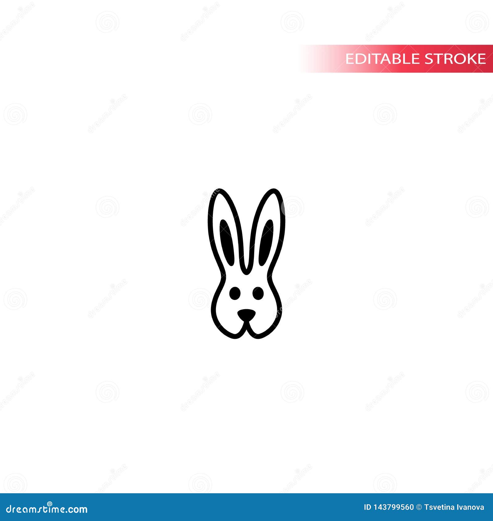 Download Rabbit Head Black Isolated Line Vector Icon. Stock Vector ...