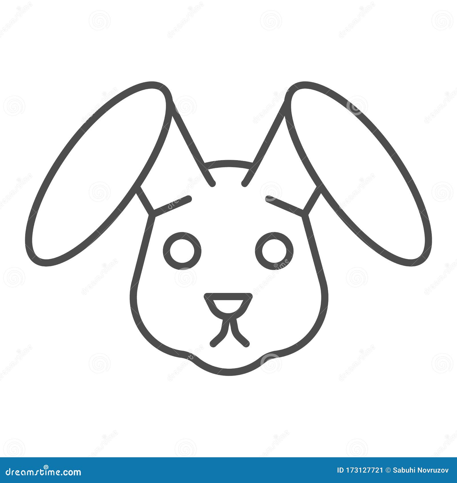 Download Rabbit Head Thin Line Icon. Easter Bunny, Cute Animal Face ...