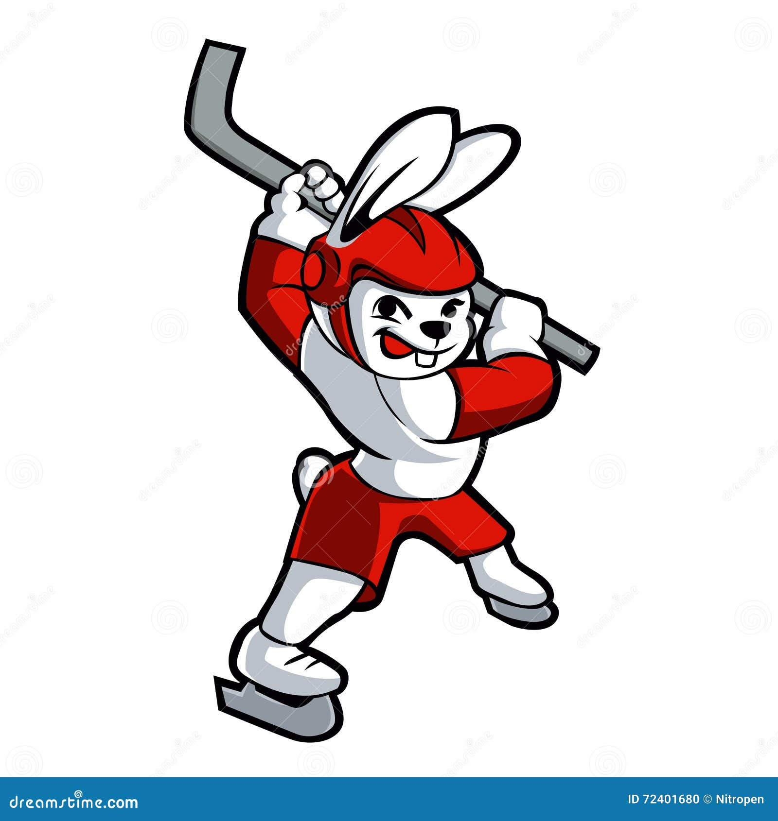 Rabbit hockey cartoon. stock vector. Illustration of winter 72401680