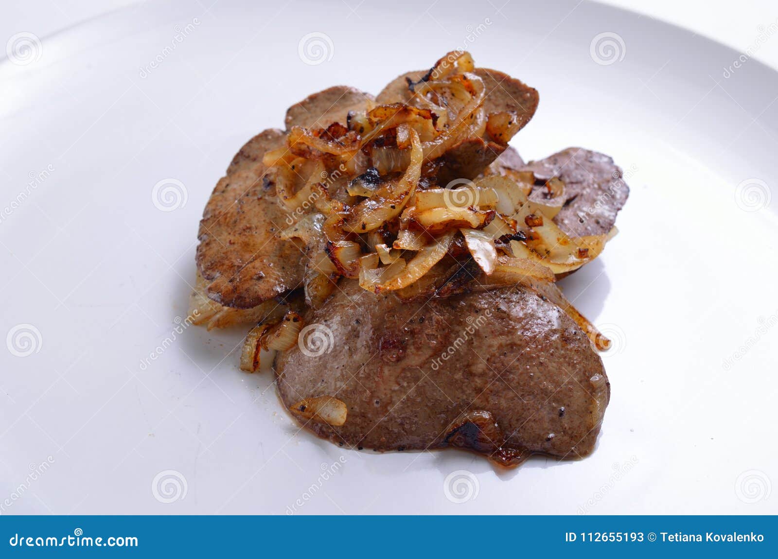 Rabbit Liver Roasted on White Plate. Stock Image Image of giblets
