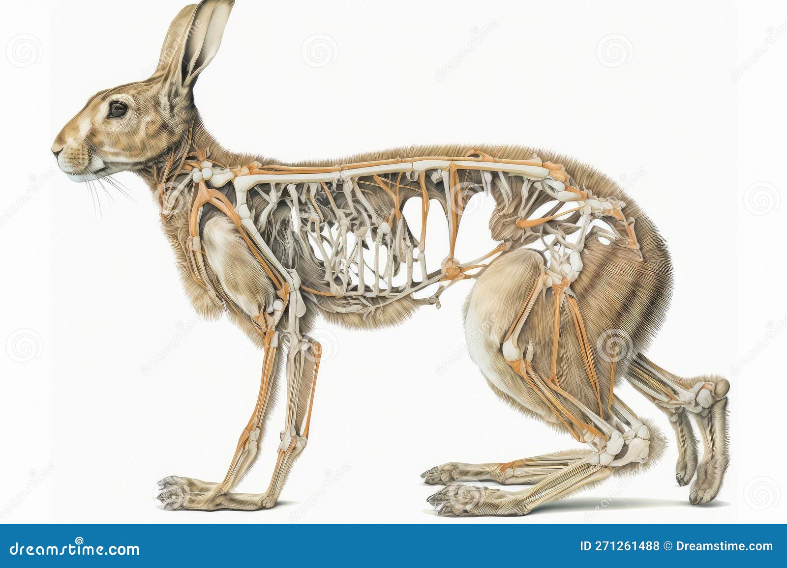 Rabbit Skeleton Anatomy 3D Rendering Stock Illustration Illustration