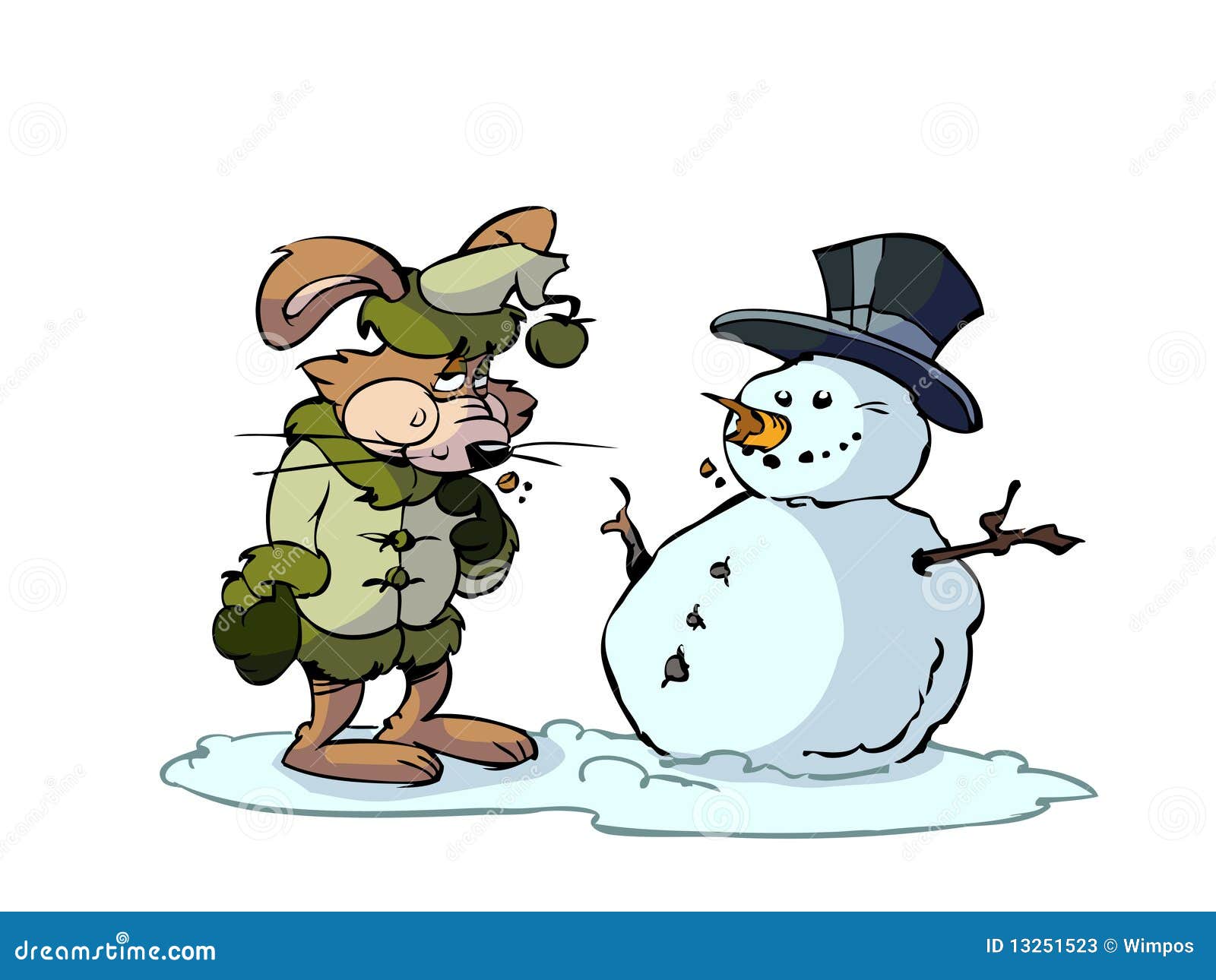 Rabbit and snowman stock illustration. Illustration of mammal 13251523