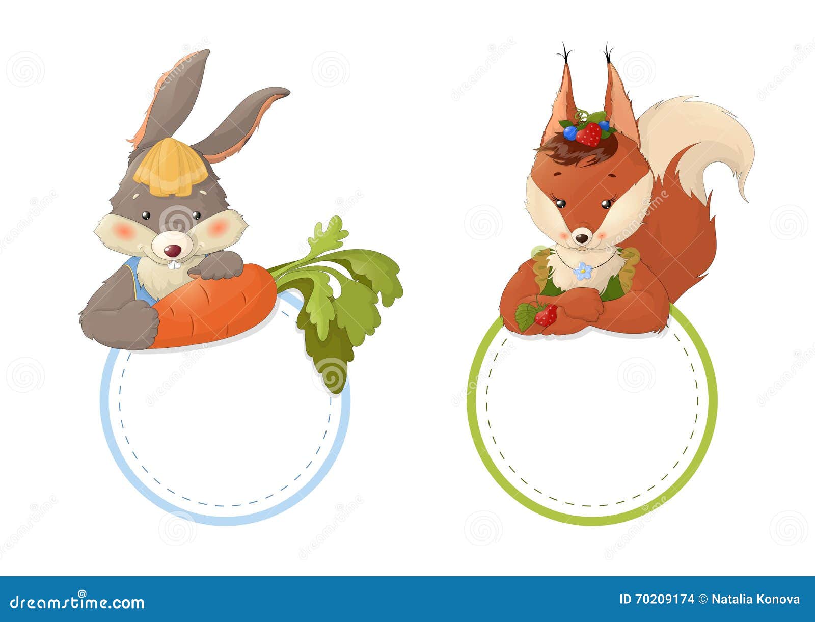 Rabbit and squirrel stock illustration. Illustration of nature 70209174
